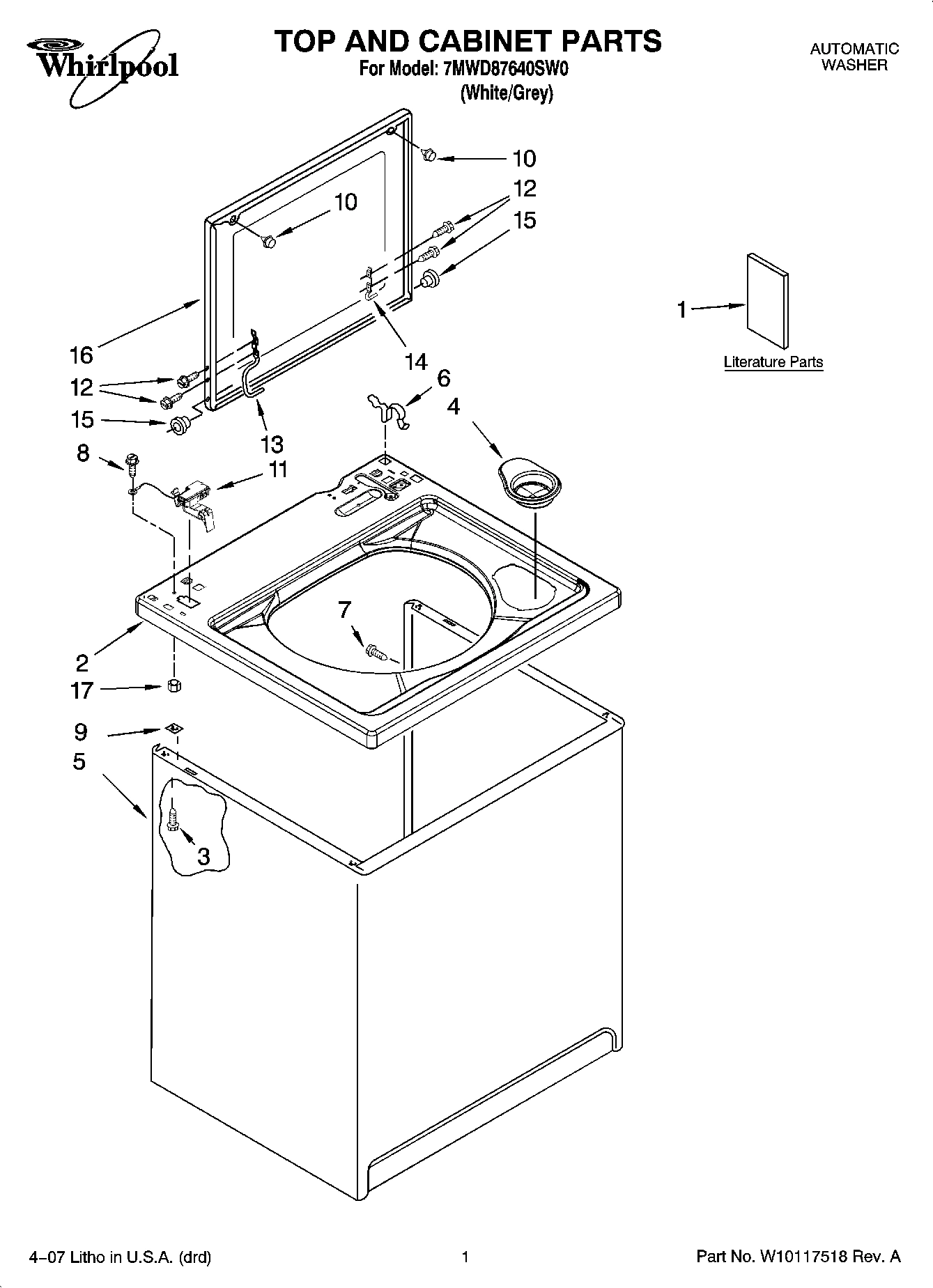 01 - TOP AND CABINET PARTS