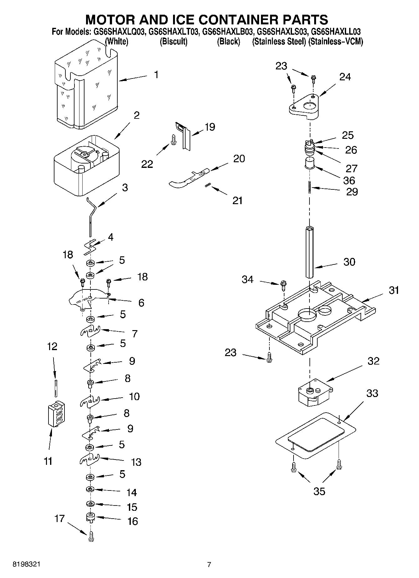 05 - MOTOR AND ICE CONTAINER PARTS
