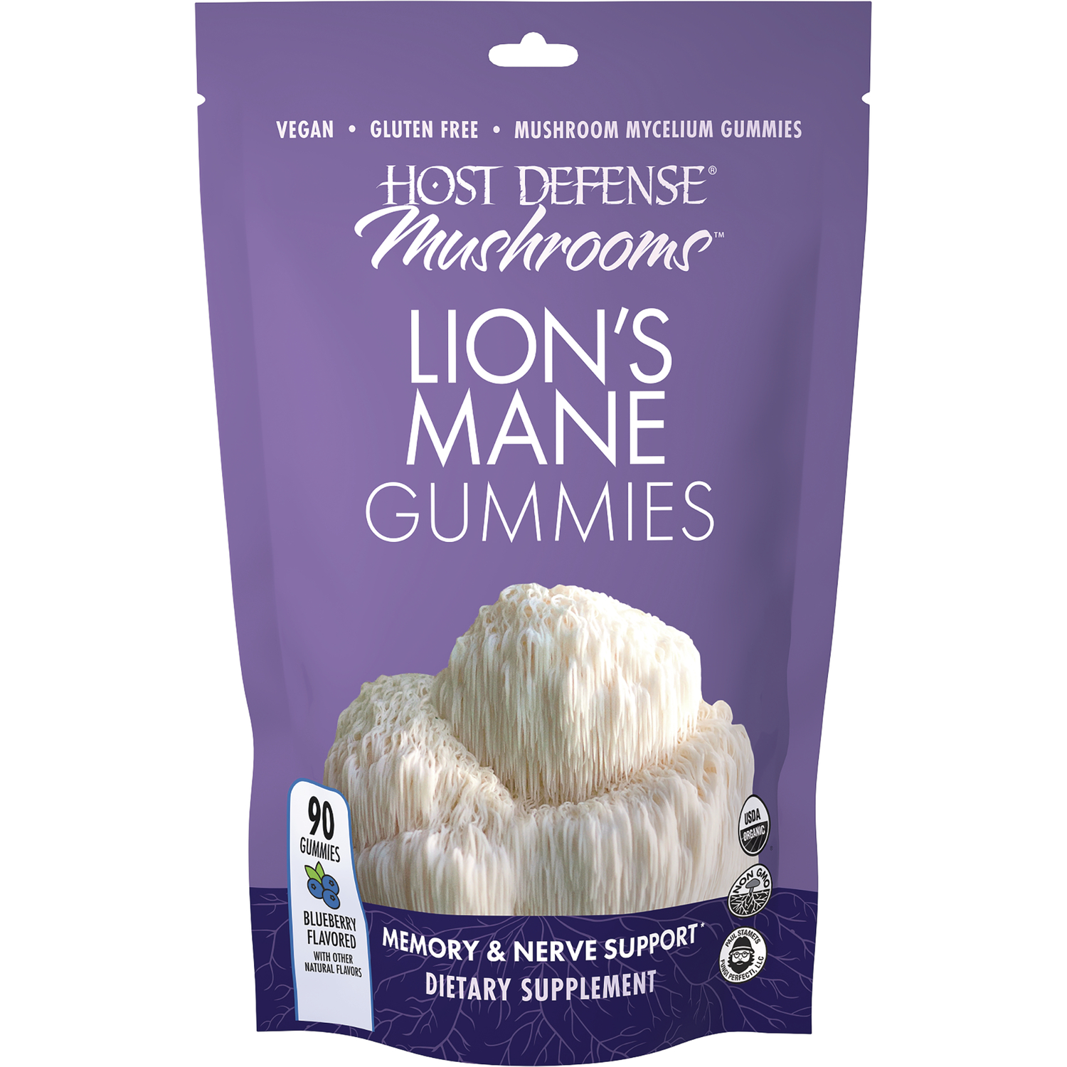 Host Defense, Mushrooms™, Lion's Mane Gummies, Blueberry, 90 Gummies (333 mg per Gummy)