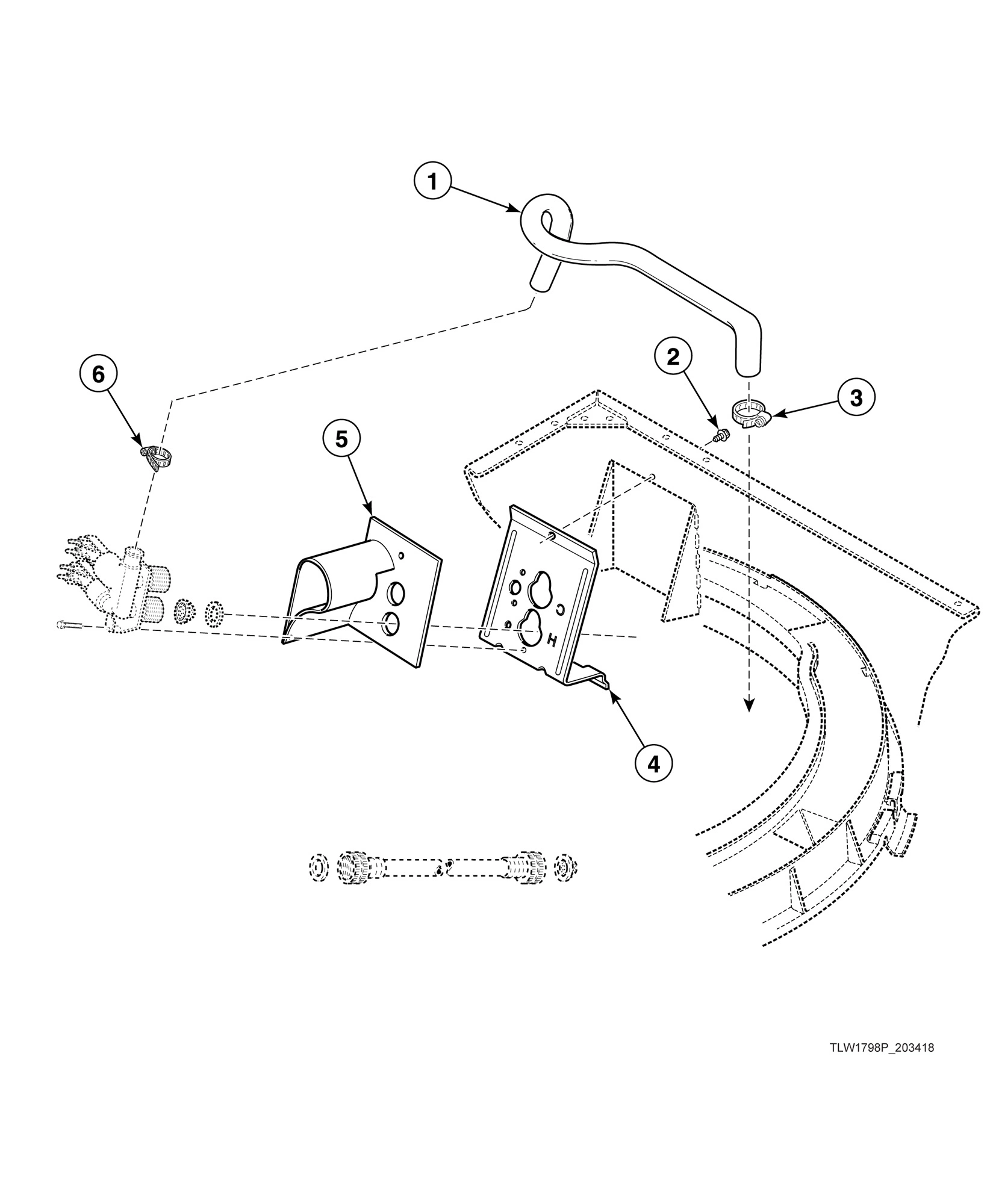 Mixing Valve-to-Tub Cover Hose and Mixing Valve Bracket