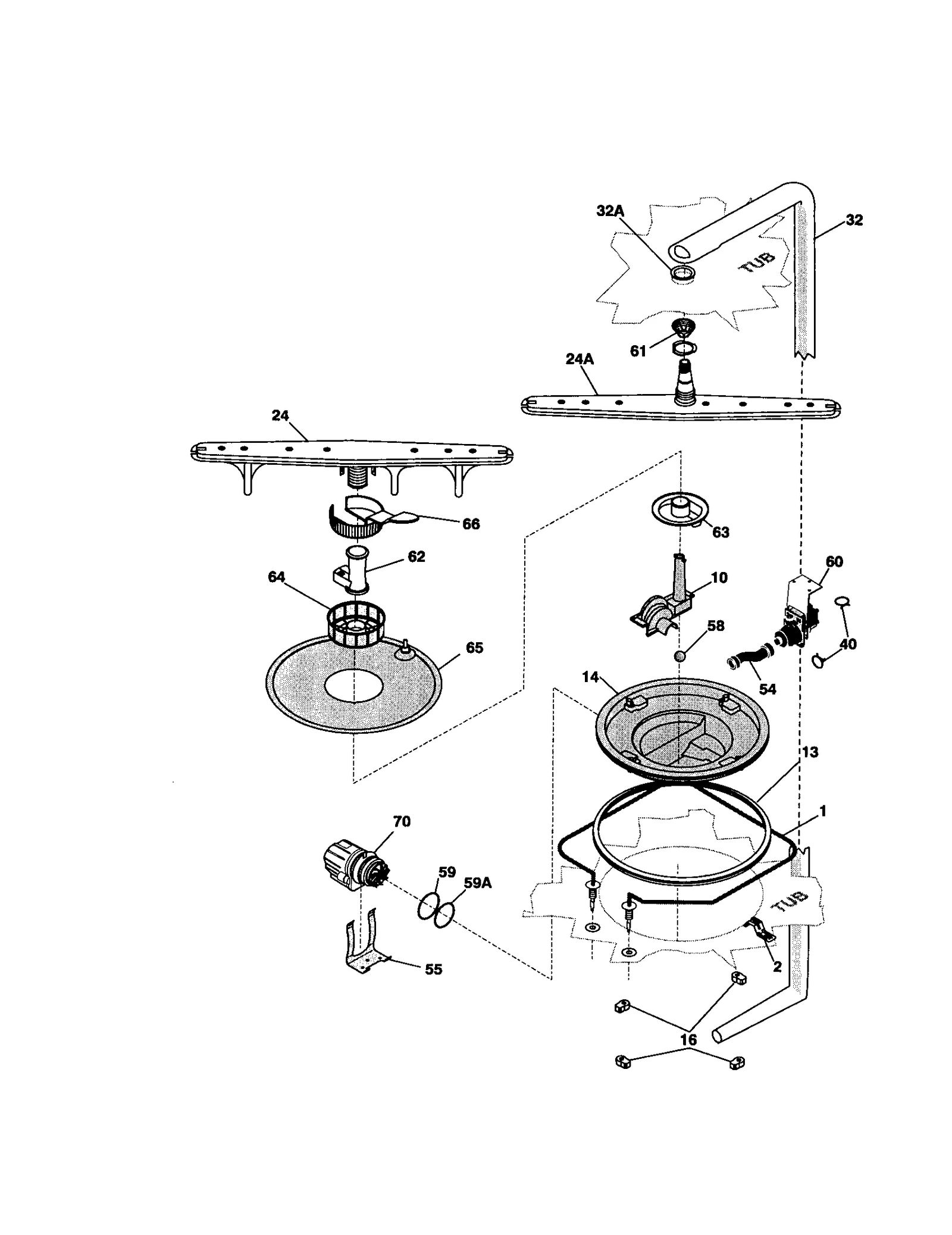 MOTOR/HEATER/SPRAY ARM