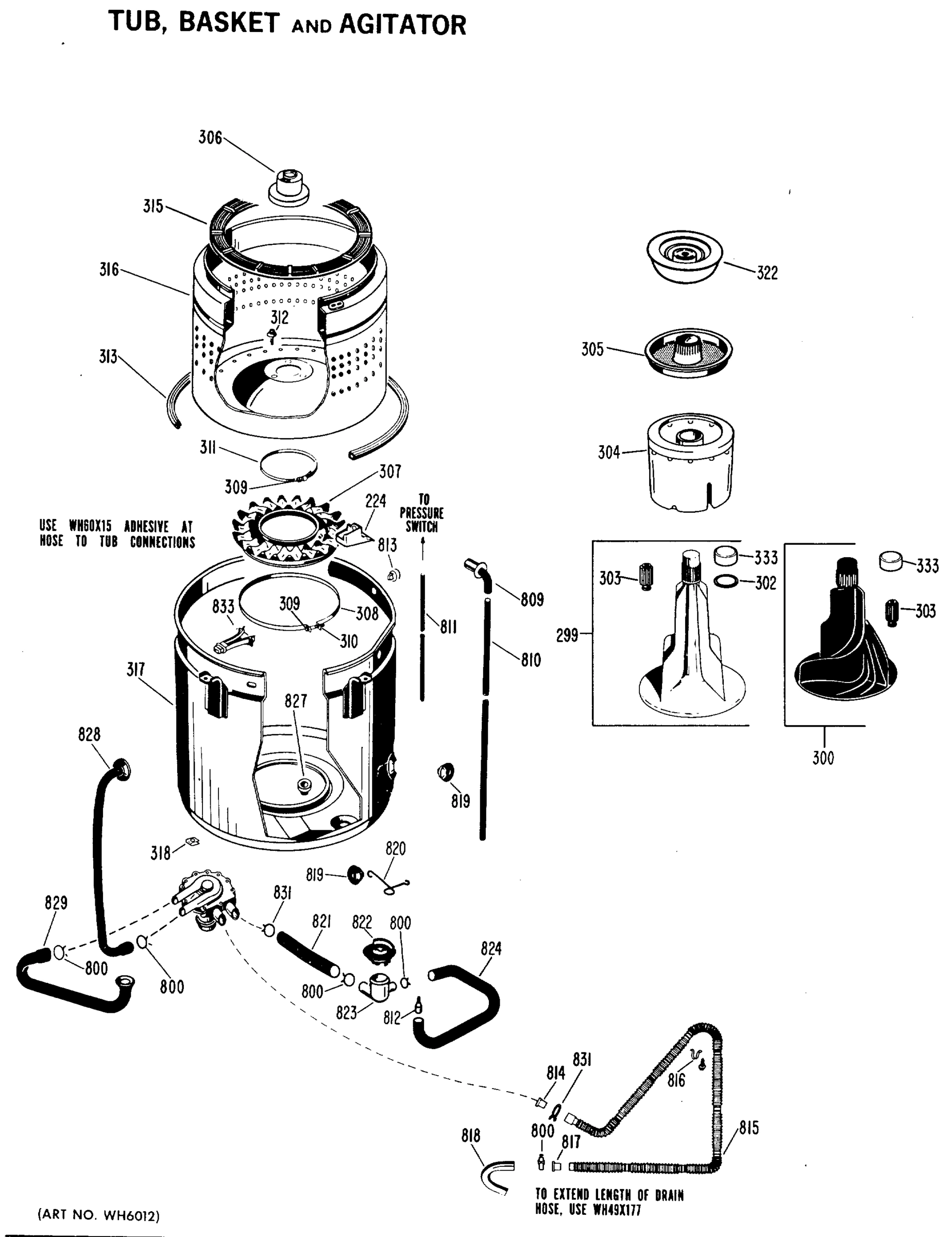 TUB, BASKET AND AGITATOR