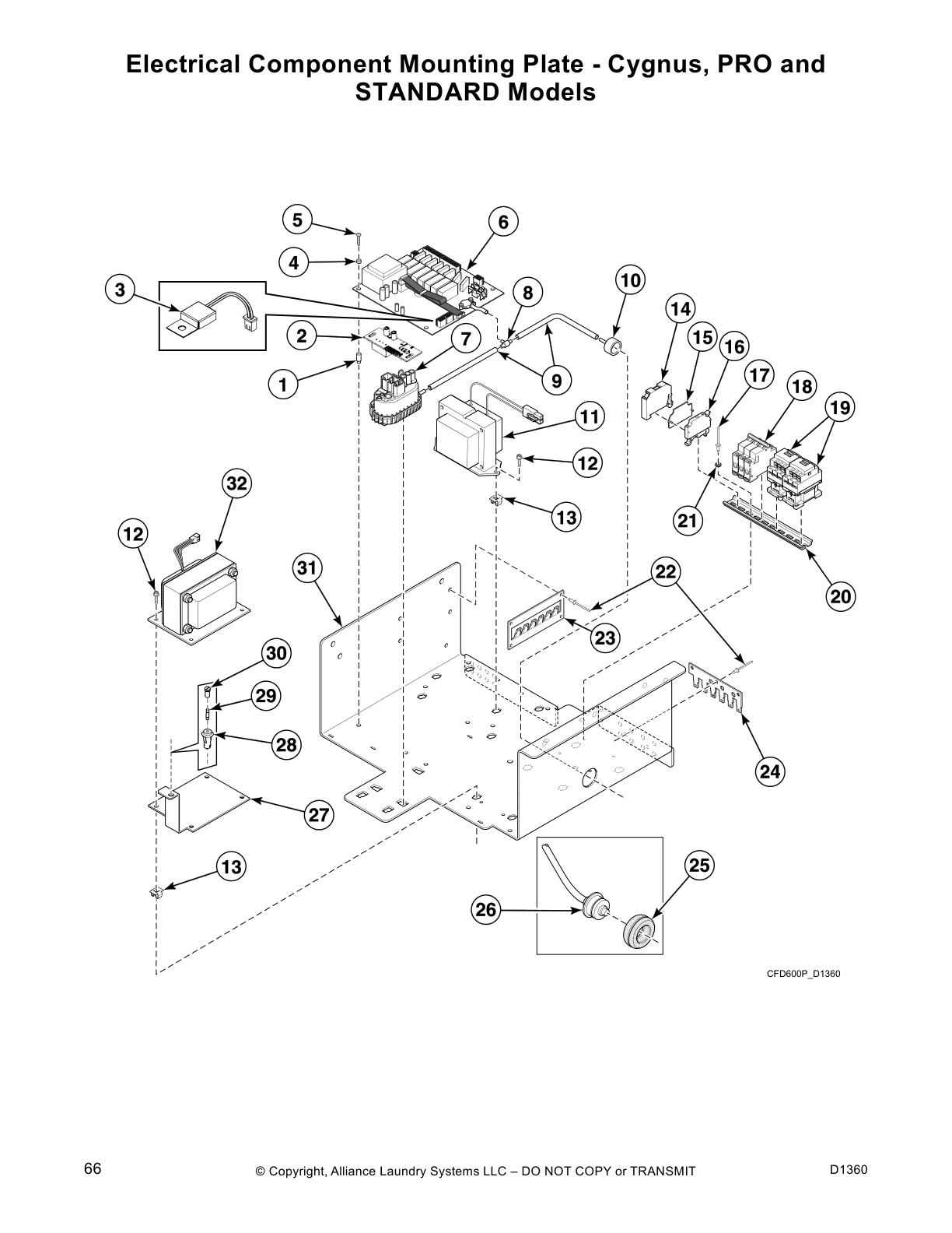 Electrical Component Mounting Plate - Cygnus, PRO and 
STANDARD Models