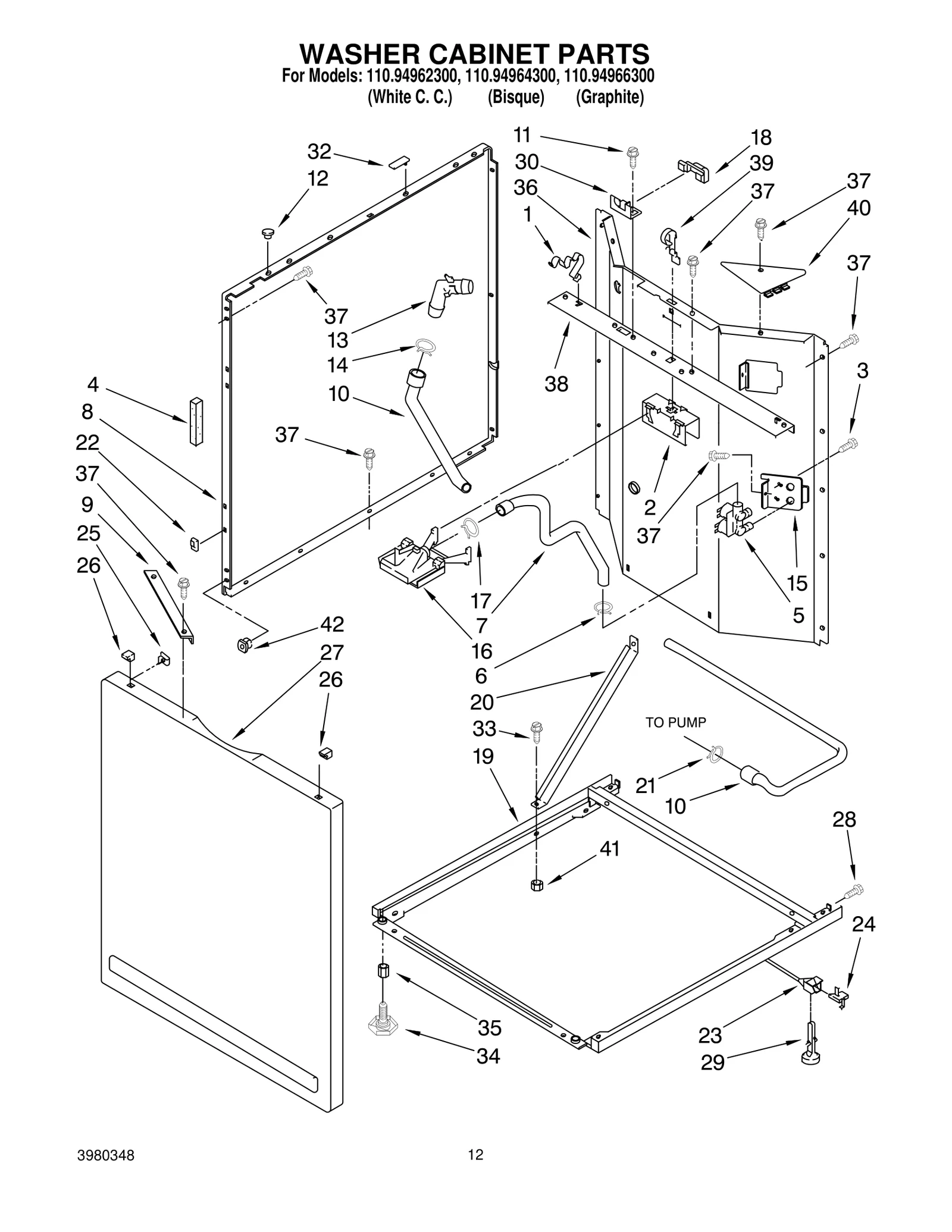 WASHER CABINET PARTS