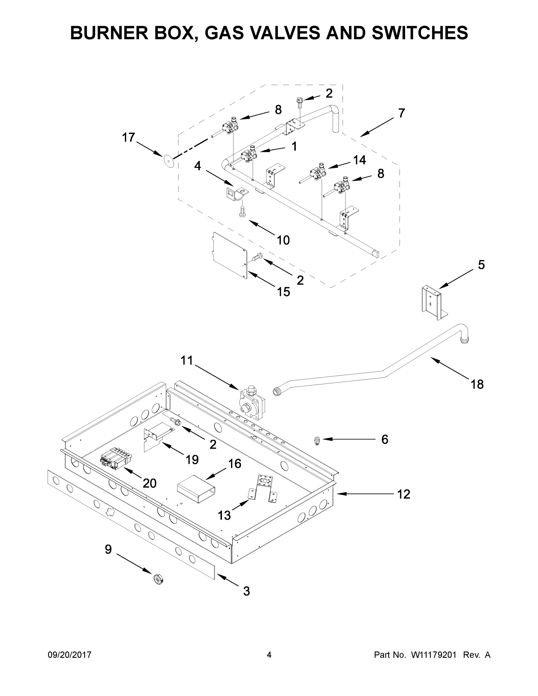 03 - BURNER BOX, GAS VALVES AND SWITCHES