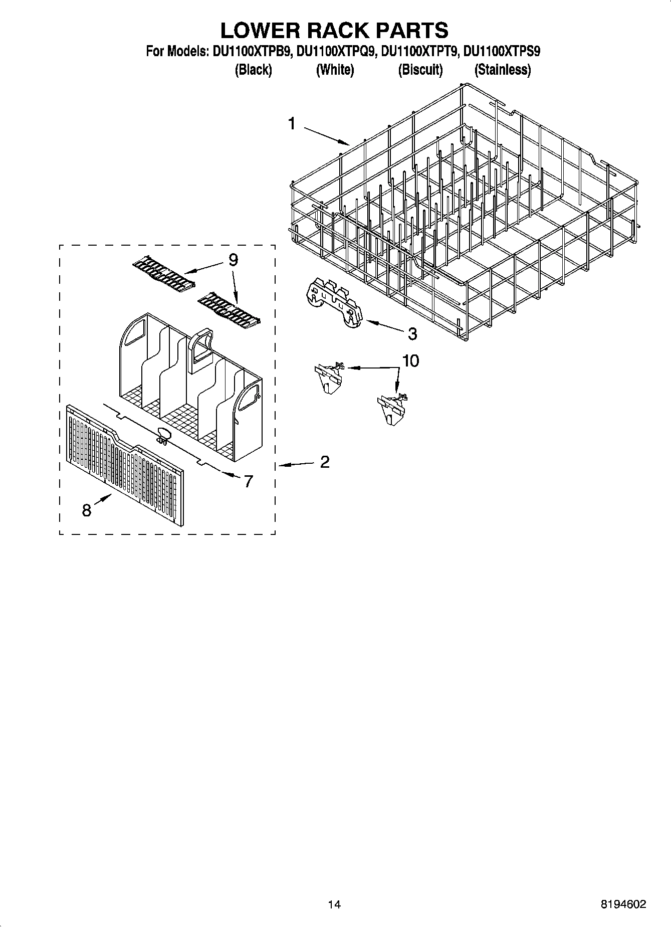 11 - LOWER RACK PARTS, OPTIONAL PARTS (NOT INCLUDED)