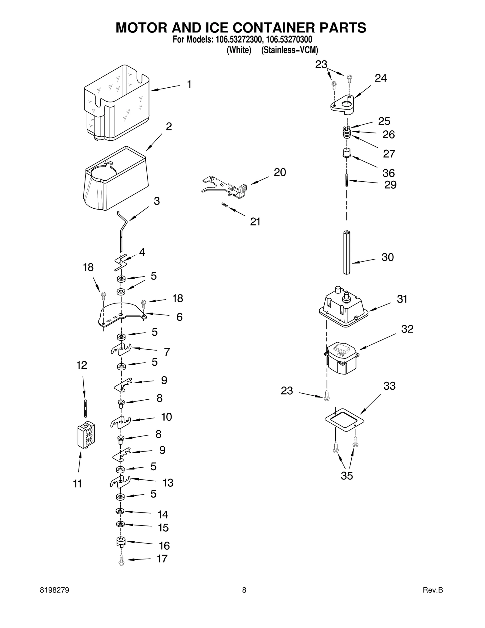 MOTOR AND ICE CONTAINER PARTS