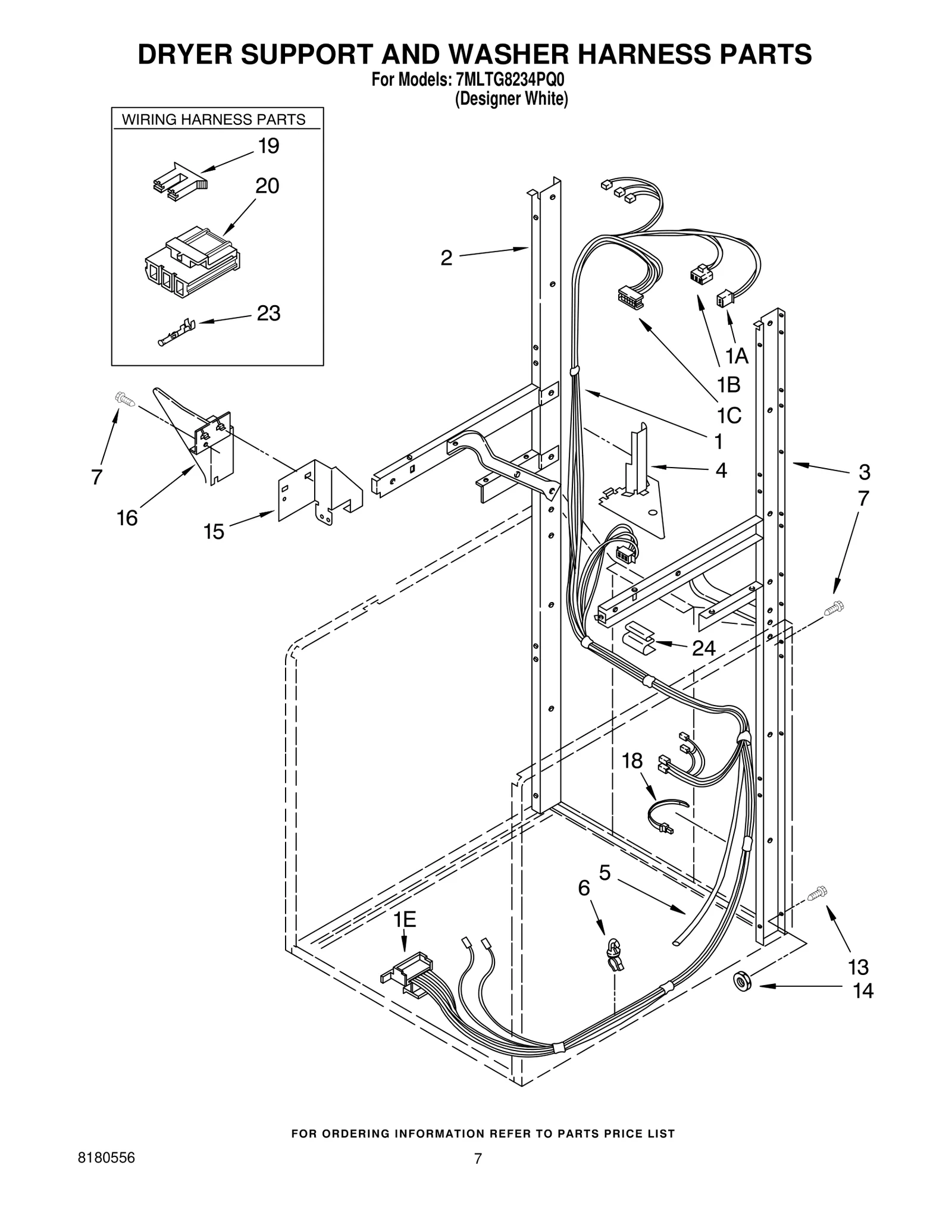 DRYER SUPPORT AND WASHER HARNESS PARTS