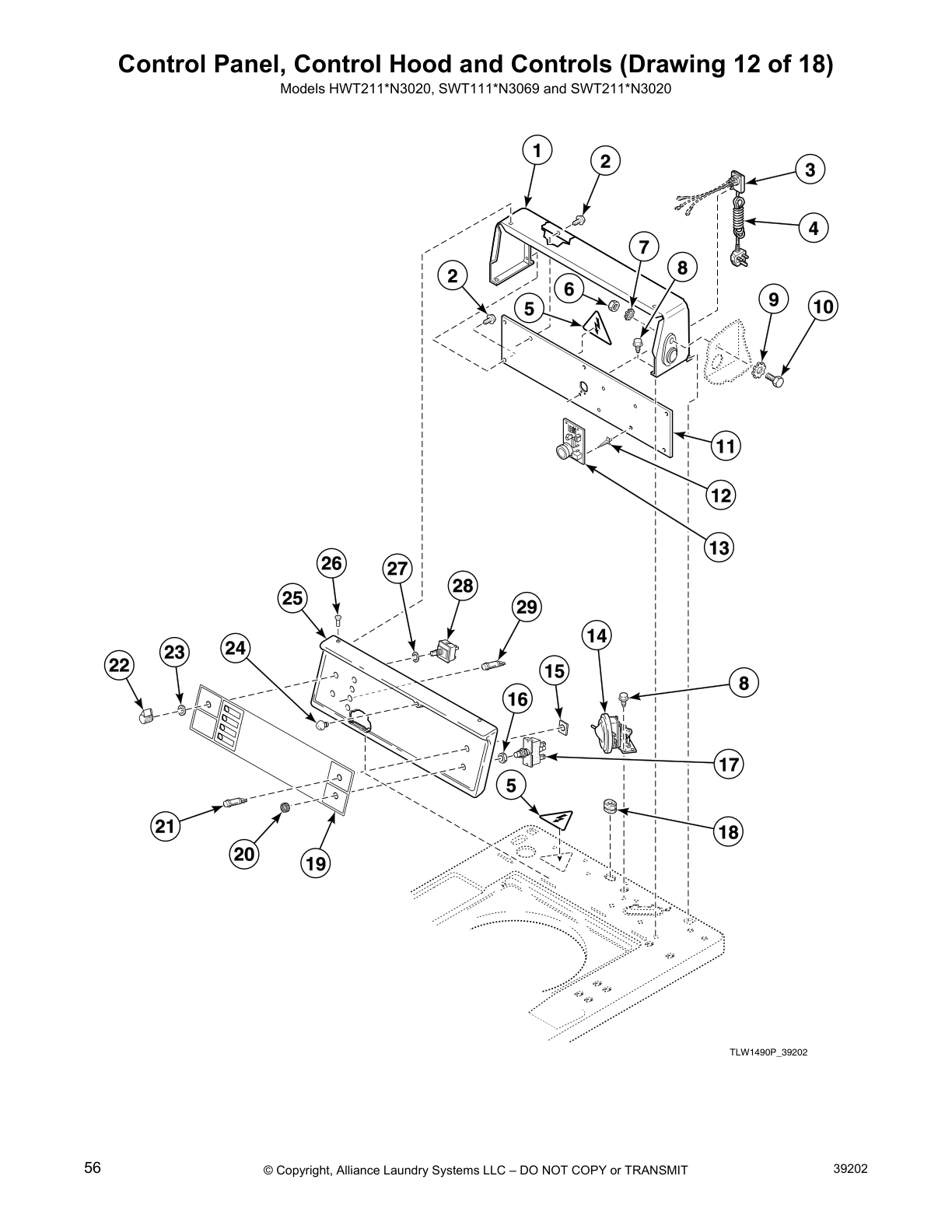 Control Panel, Control Hood and Controls (Drawing 12 of 18)