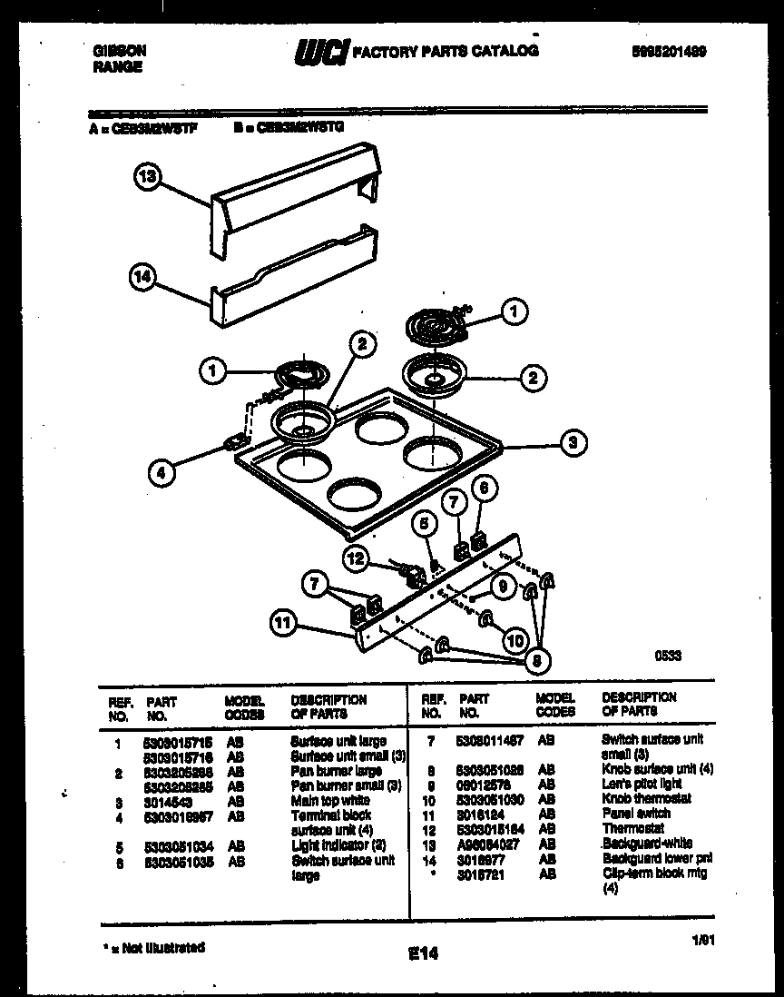 03 - BACKGUARD AND COOKTOP PARTS