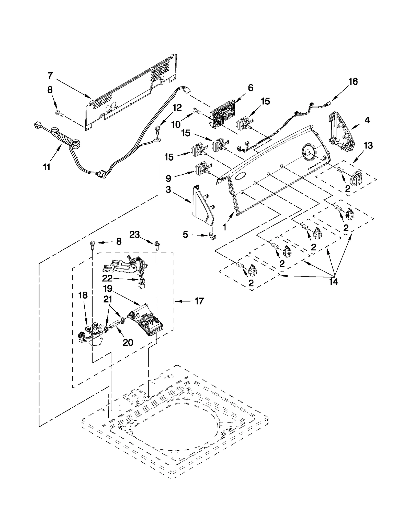 CONSOLE AND WATER INLET PARTS
