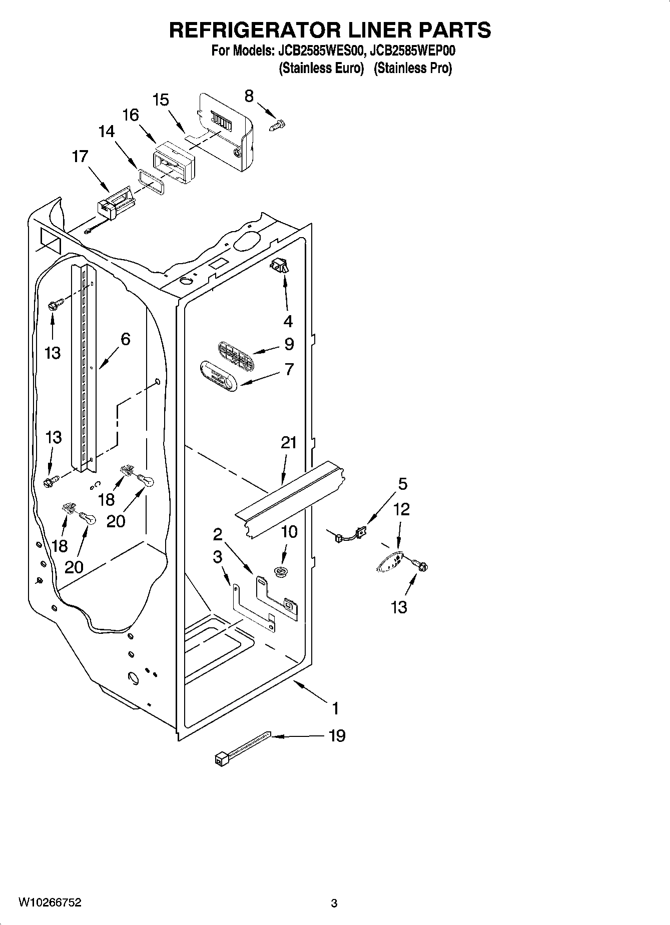 02 - REFRIGERATOR LINER PARTS