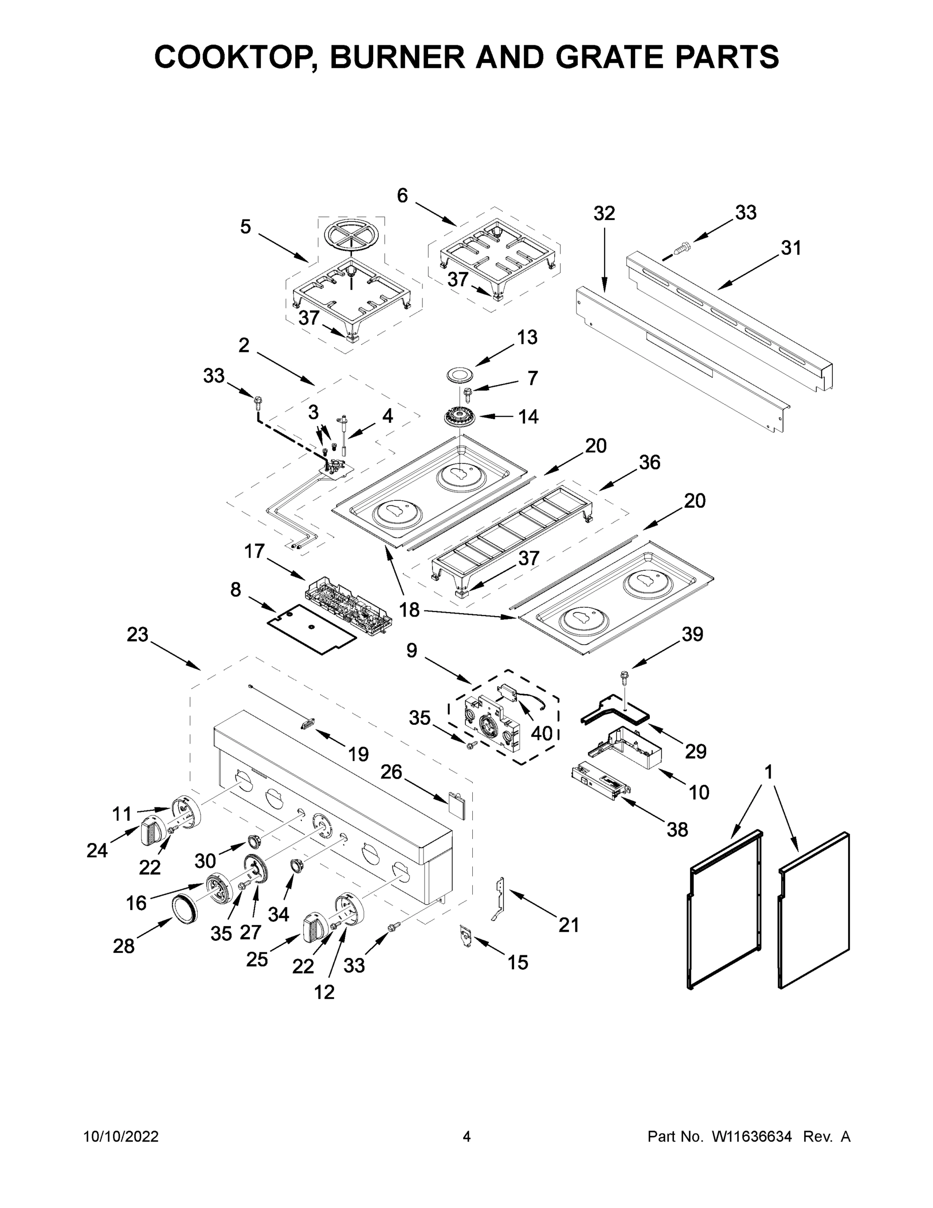 03 - COOKTOP, BURNER AND GRATE PARTS