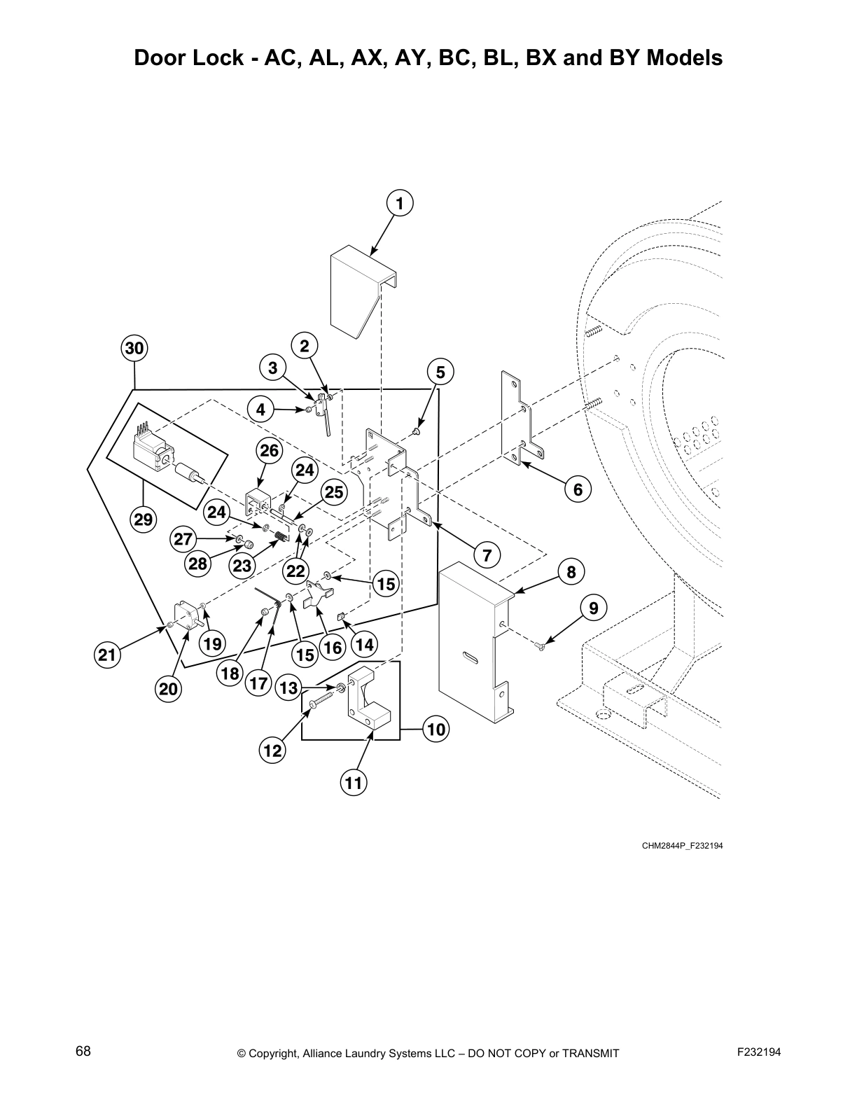 Door Lock - AC, AL, AX, AY, BC, BL, BX and BY Models