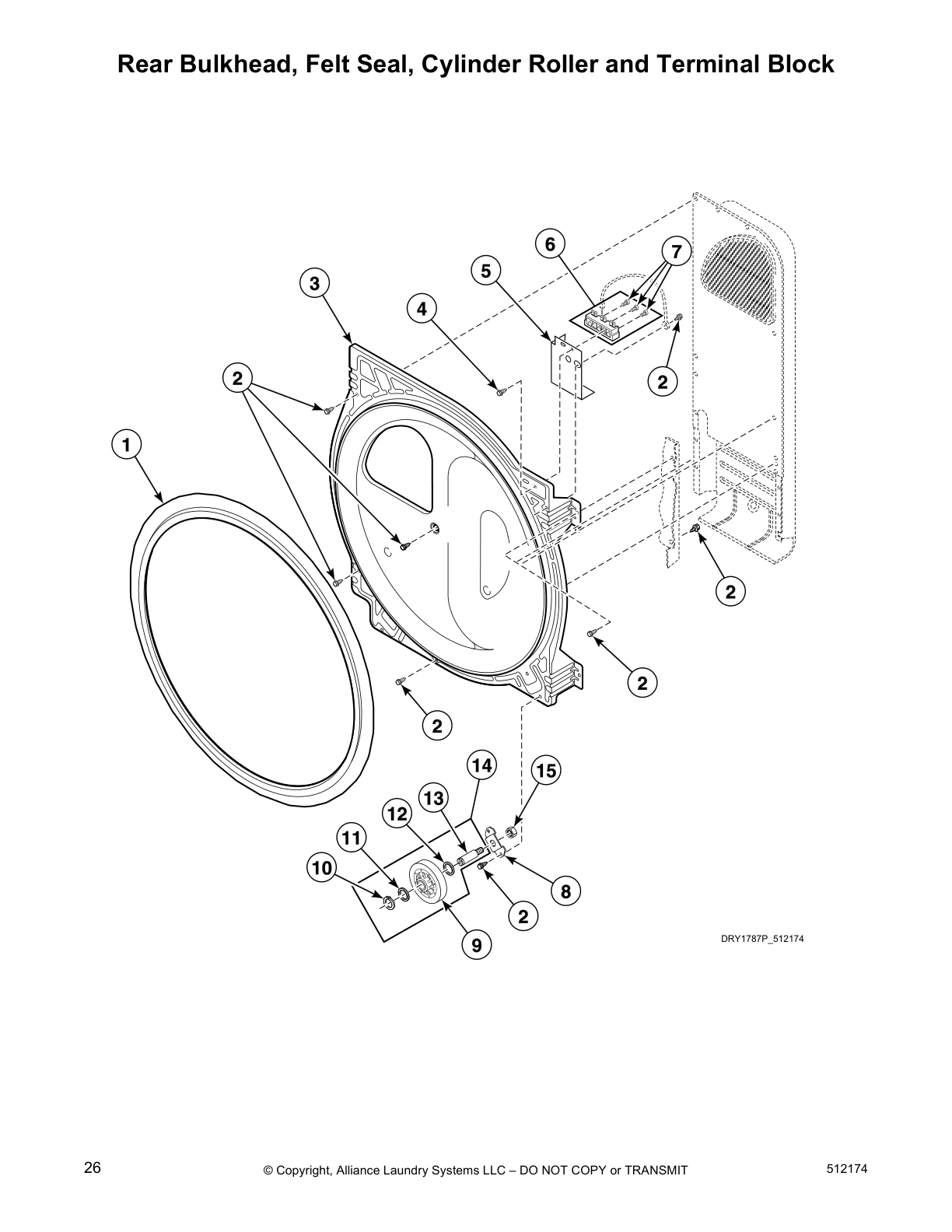 Rear Bulkhead, Felt Seal, Cylinder Roller and Terminal Block