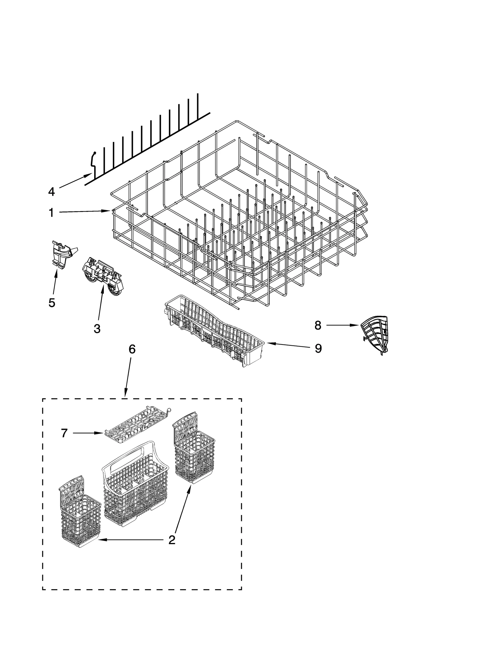 LOWER RACK PARTS, OPTIONAL PARTS (NOT INCLUDED)