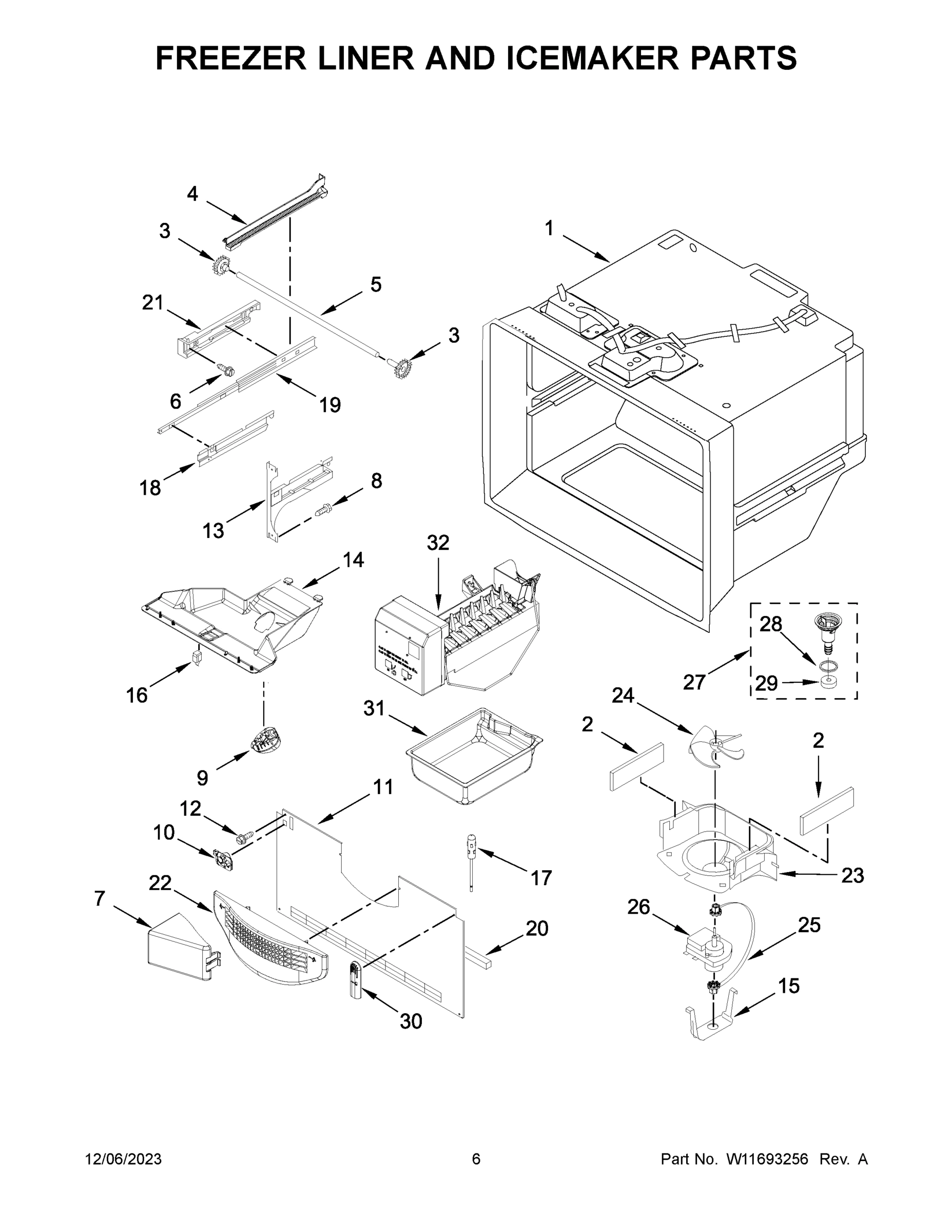 04 - FREEZER LINER AND ICEMAKER PARTS
