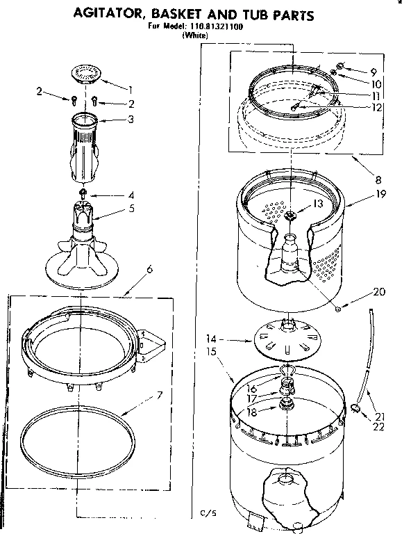AGITATOR BASKET AND TUB PARTS