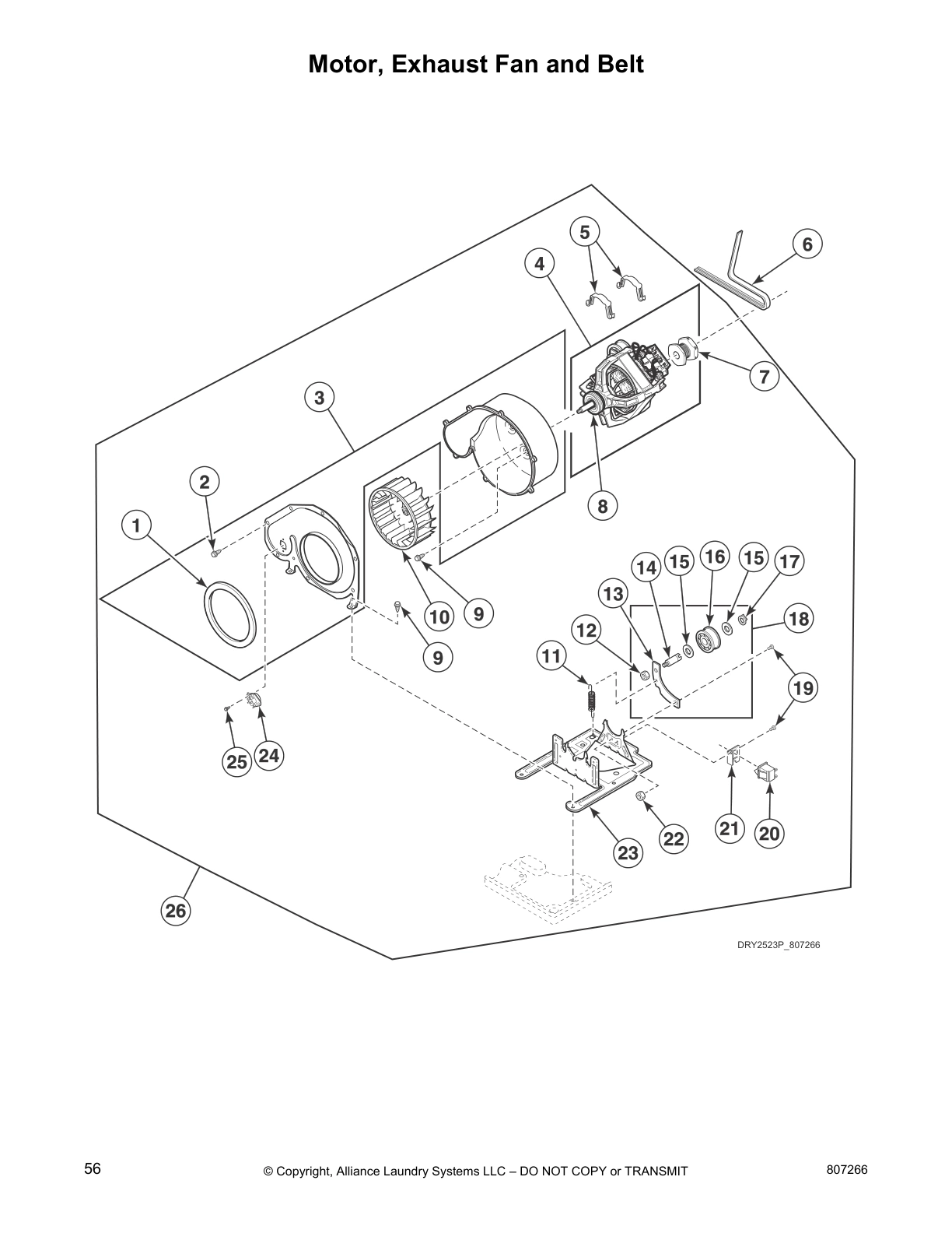 Motor, Exhaust Fan and Belt