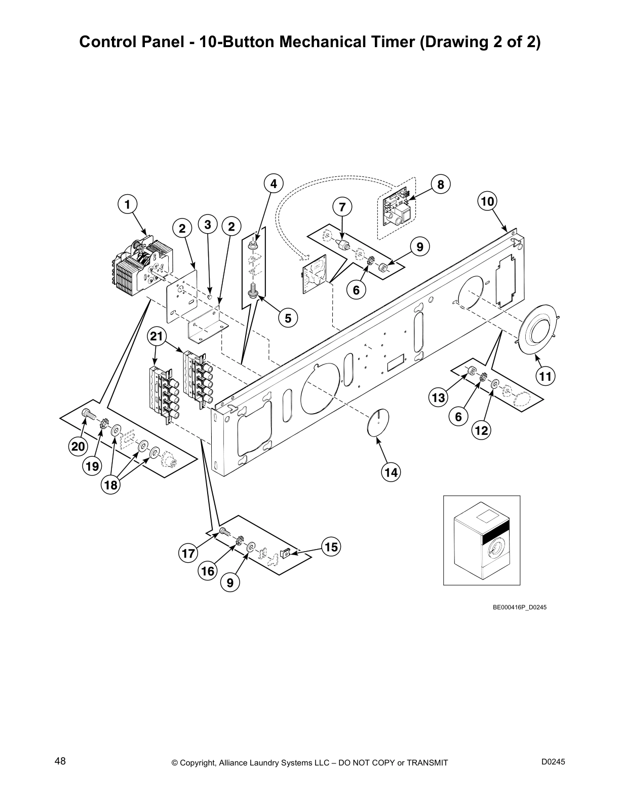 Control Panel - 10-Button Mechanical Timer (Drawing 2 of 2)