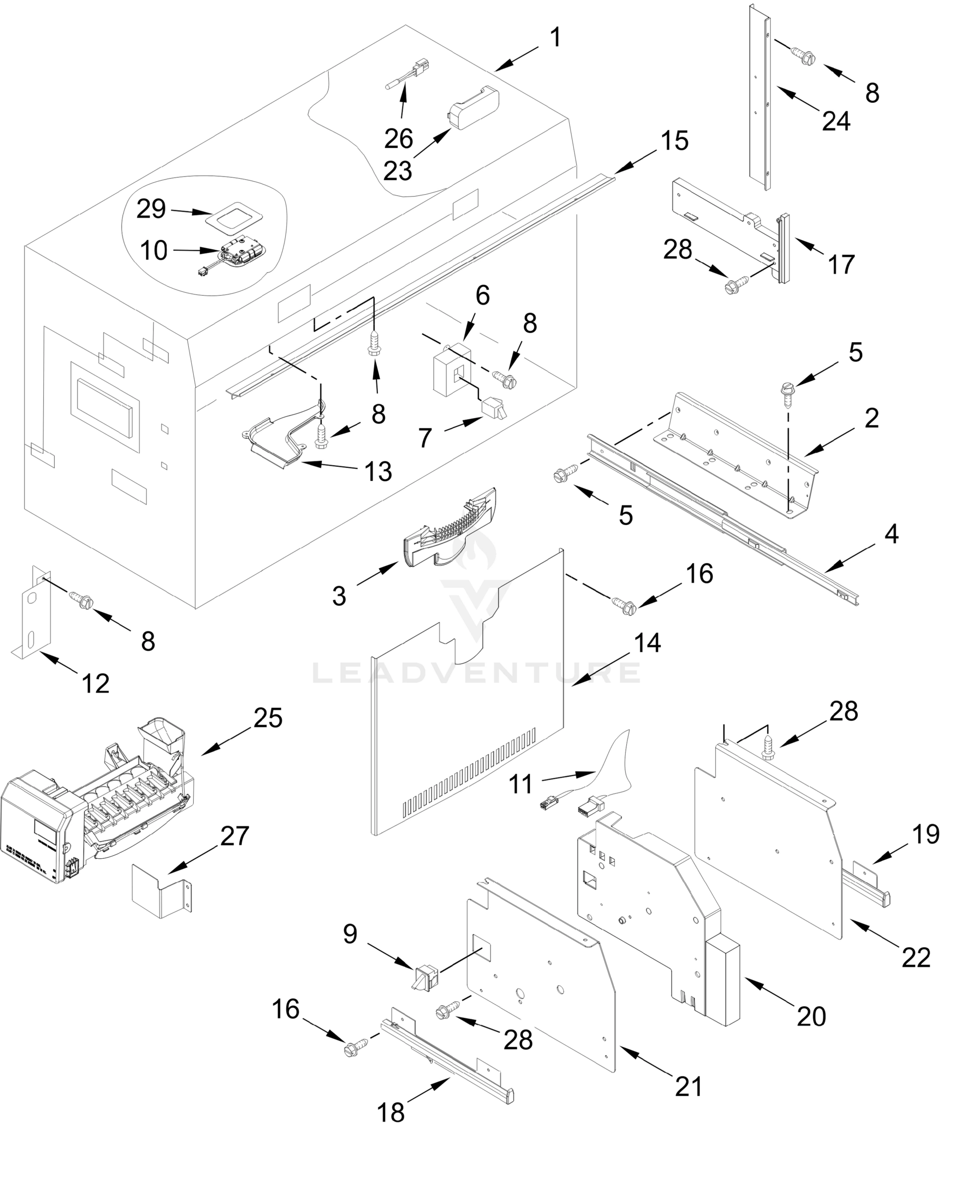 FREEZER LINER AND ICEMAKER PARTS