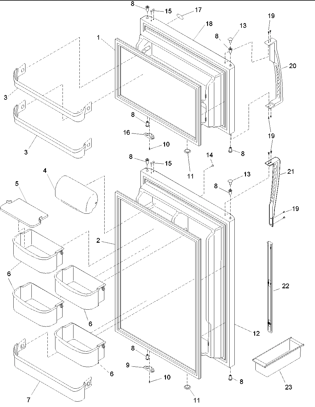 02 - Door Assy, Handles & Shelves