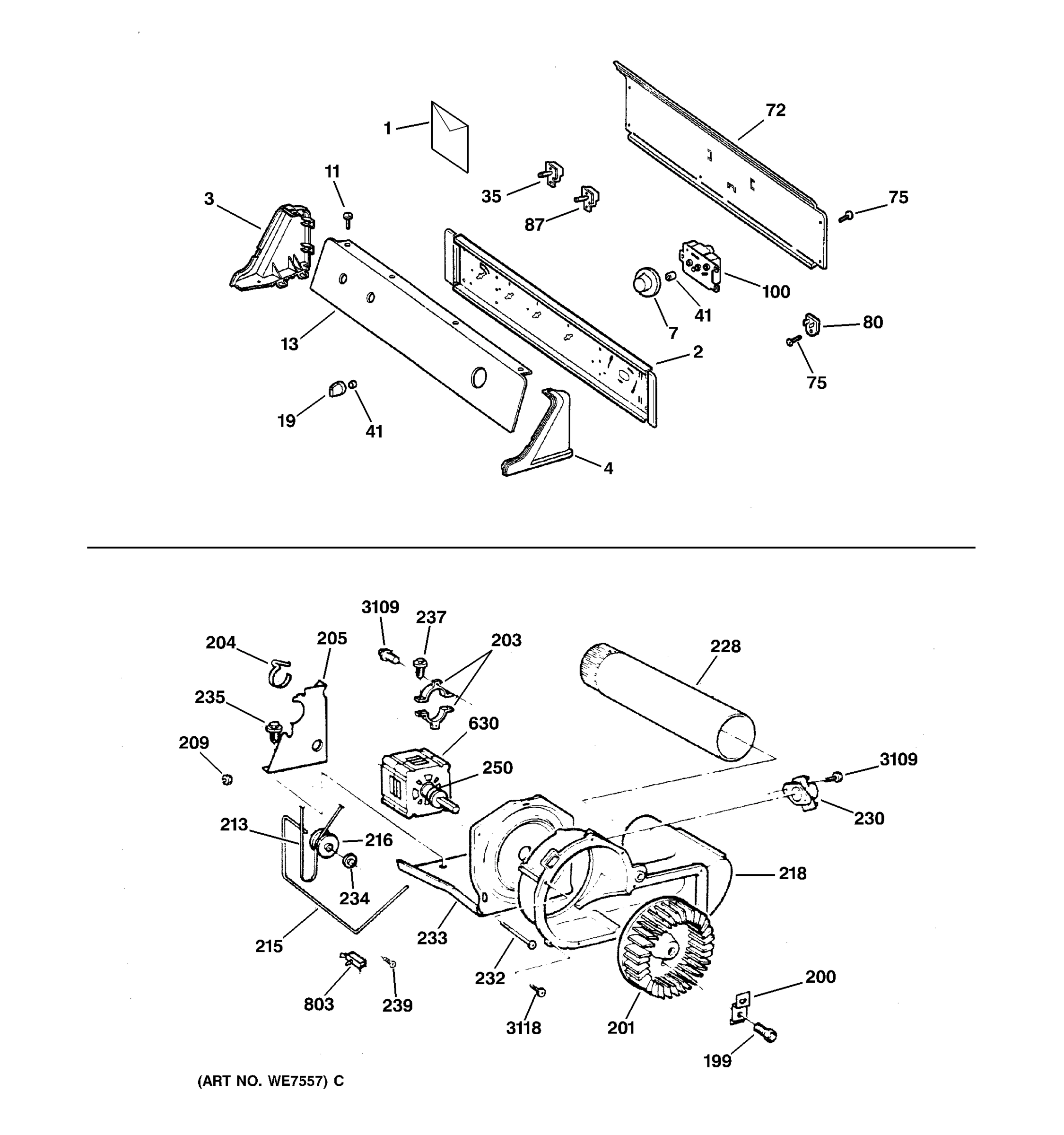 BACKSPLASH, BLOWER & DRIVE ASSEMBLY