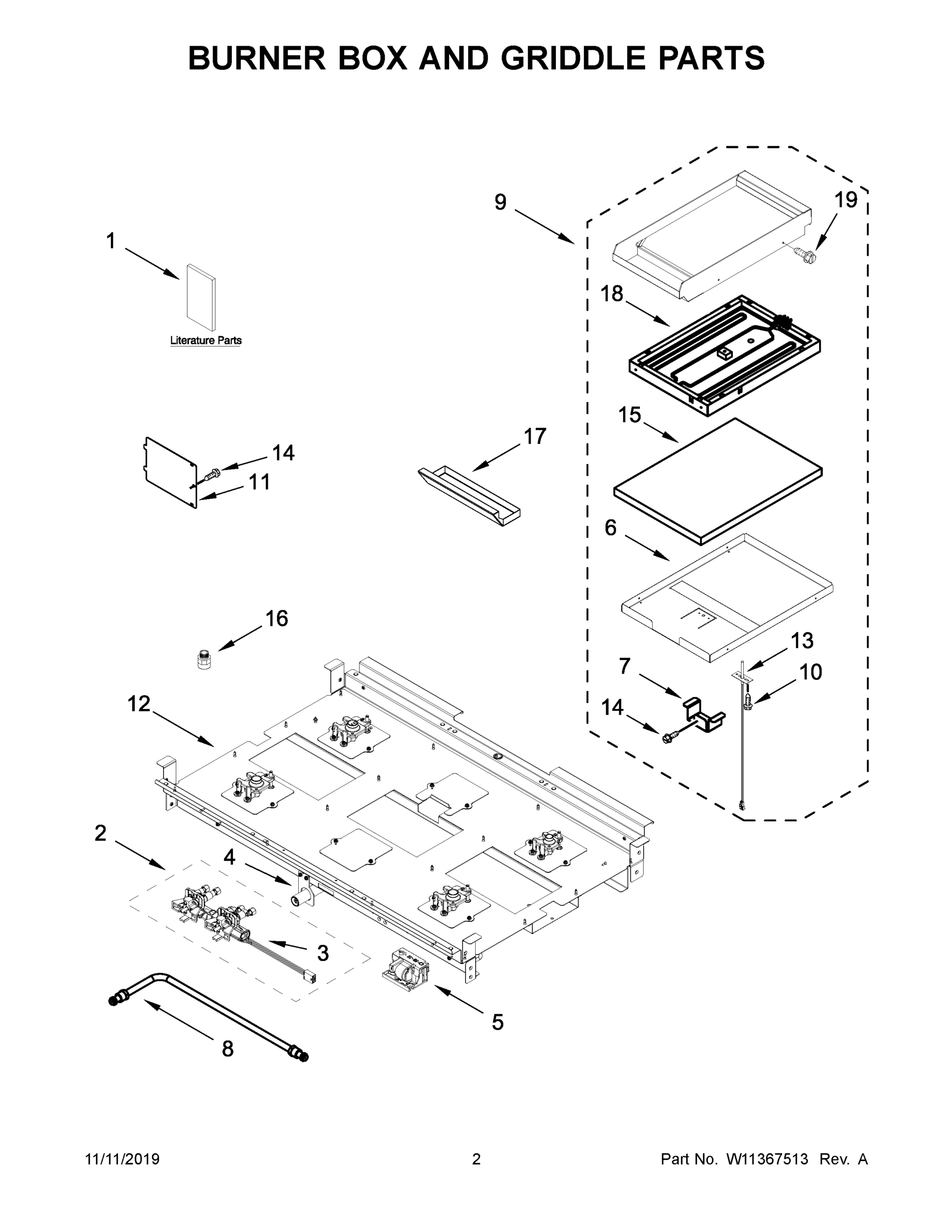 02 - BURNER BOX AND GRIDDLE PARTS