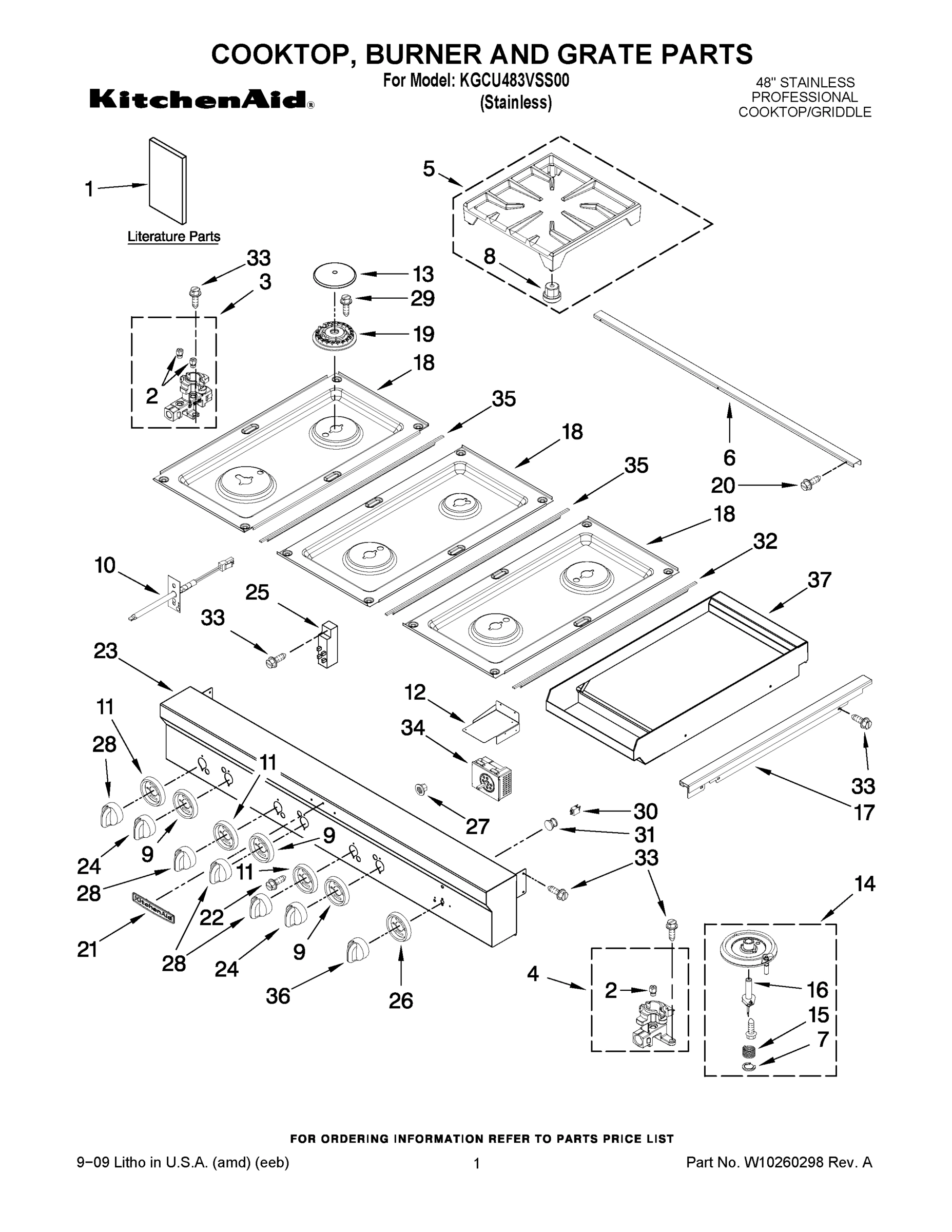 01 - COOKTOP, BURNER AND GRATE PARTS