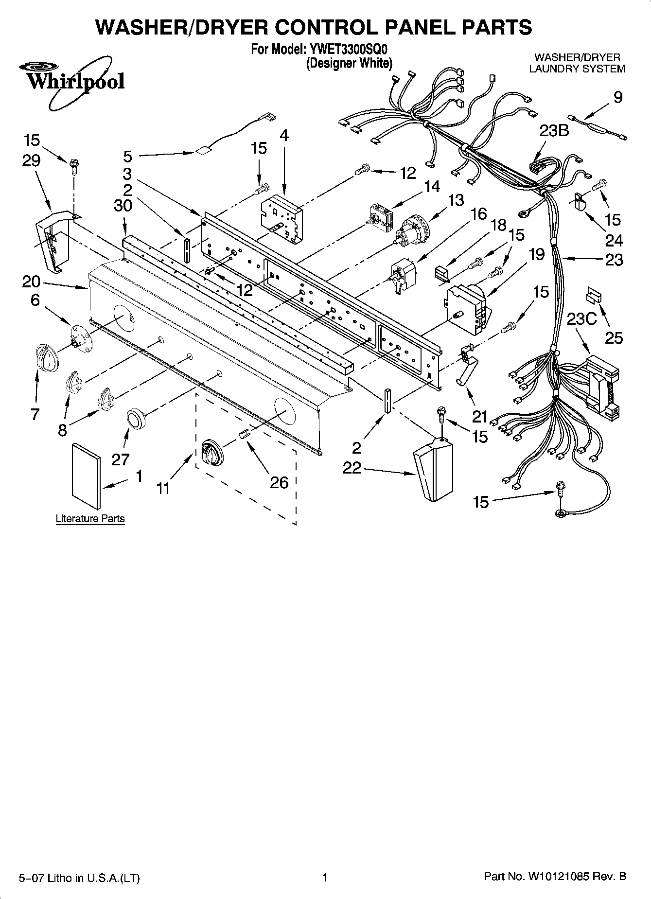 01 - WASHER/DRYER CONTROL PANEL PARTS
