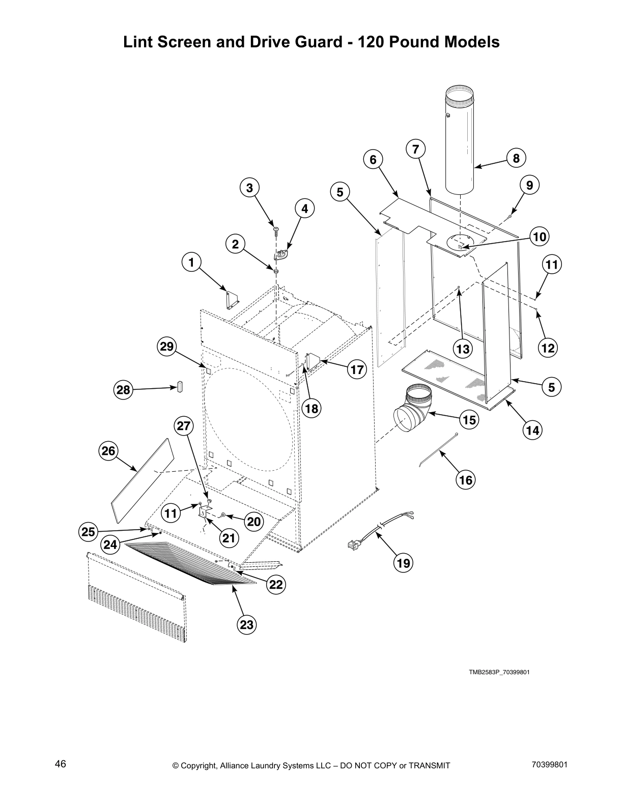 Lint Screen and Drive Guard - 120 Pound Models
