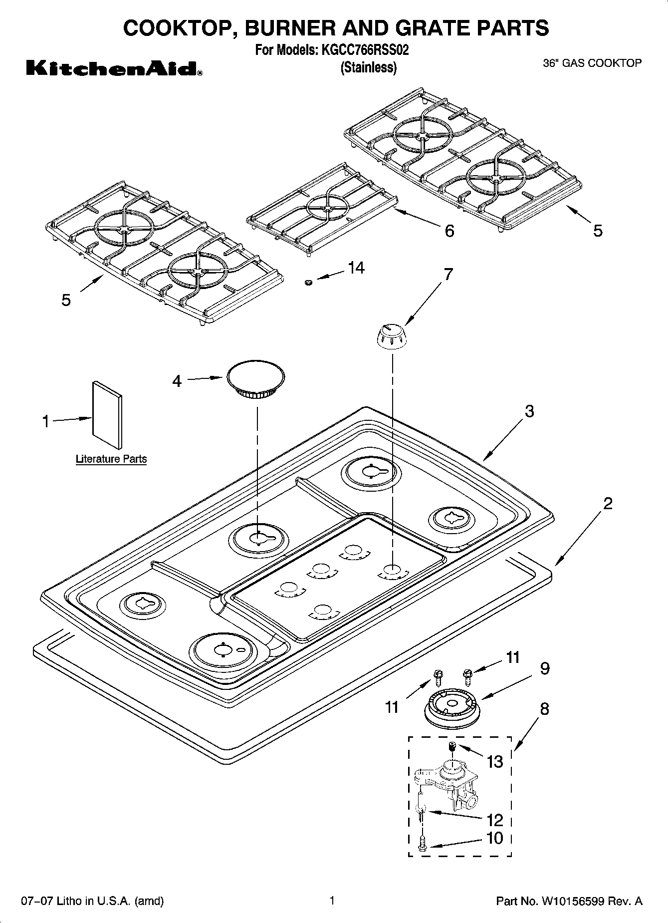 01 - COOKTOP, BURNER AND GRATE PARTS