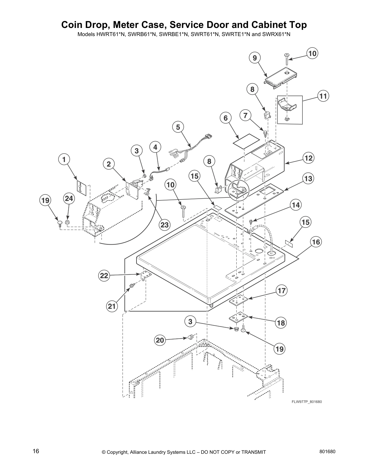 Coin Drop, Meter Case, Service Door and Cabinet Top
