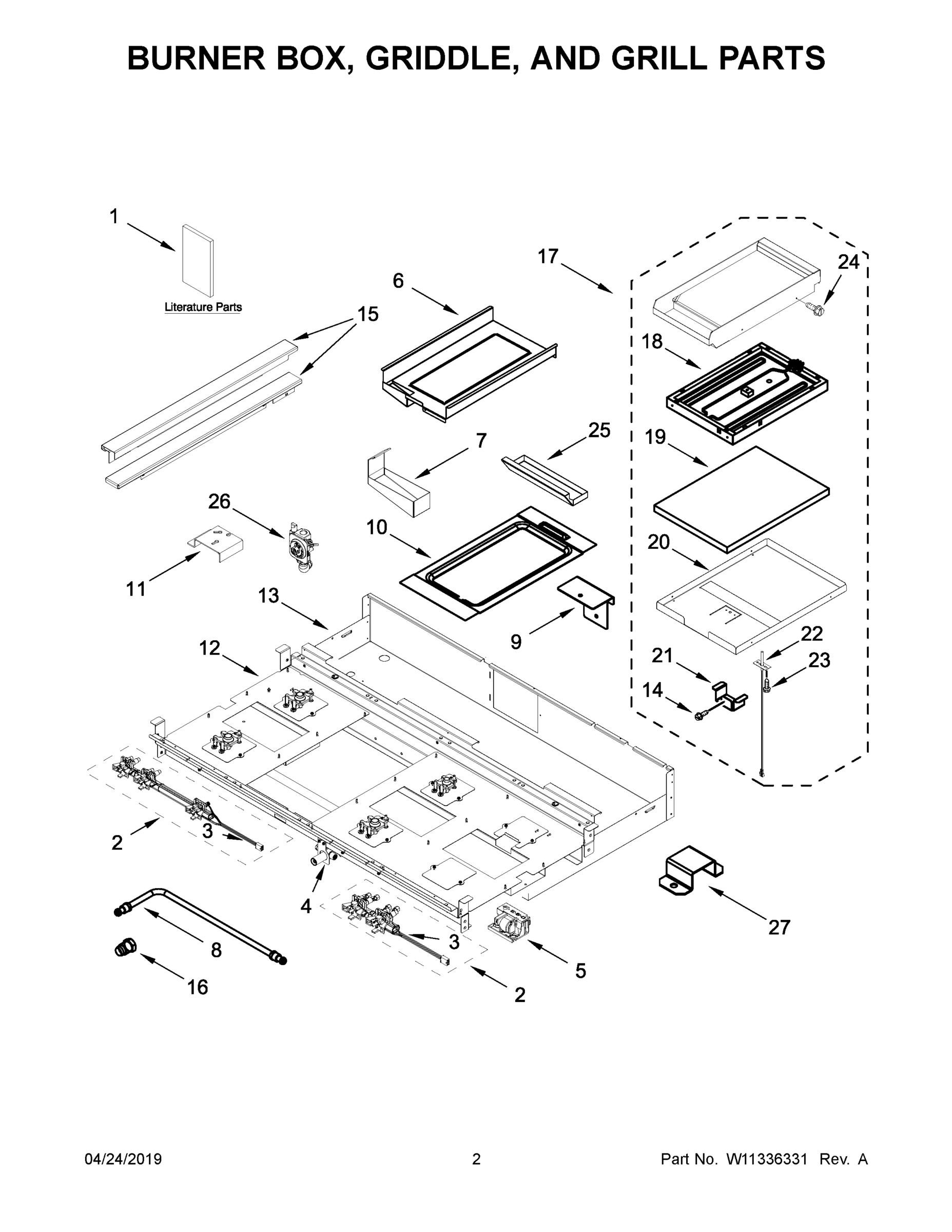 02 - BURNER BOX, GRIDDLE, AND GRILL PARTS