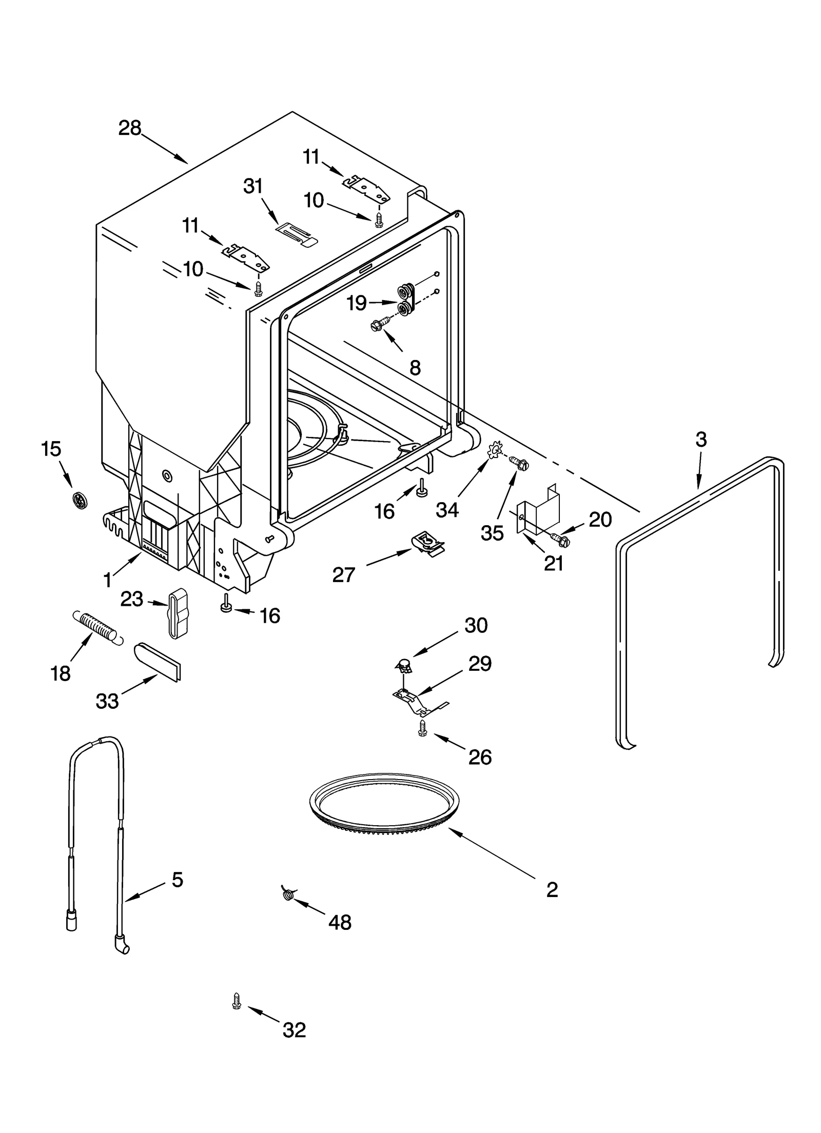 TUB AND FRAME PARTS