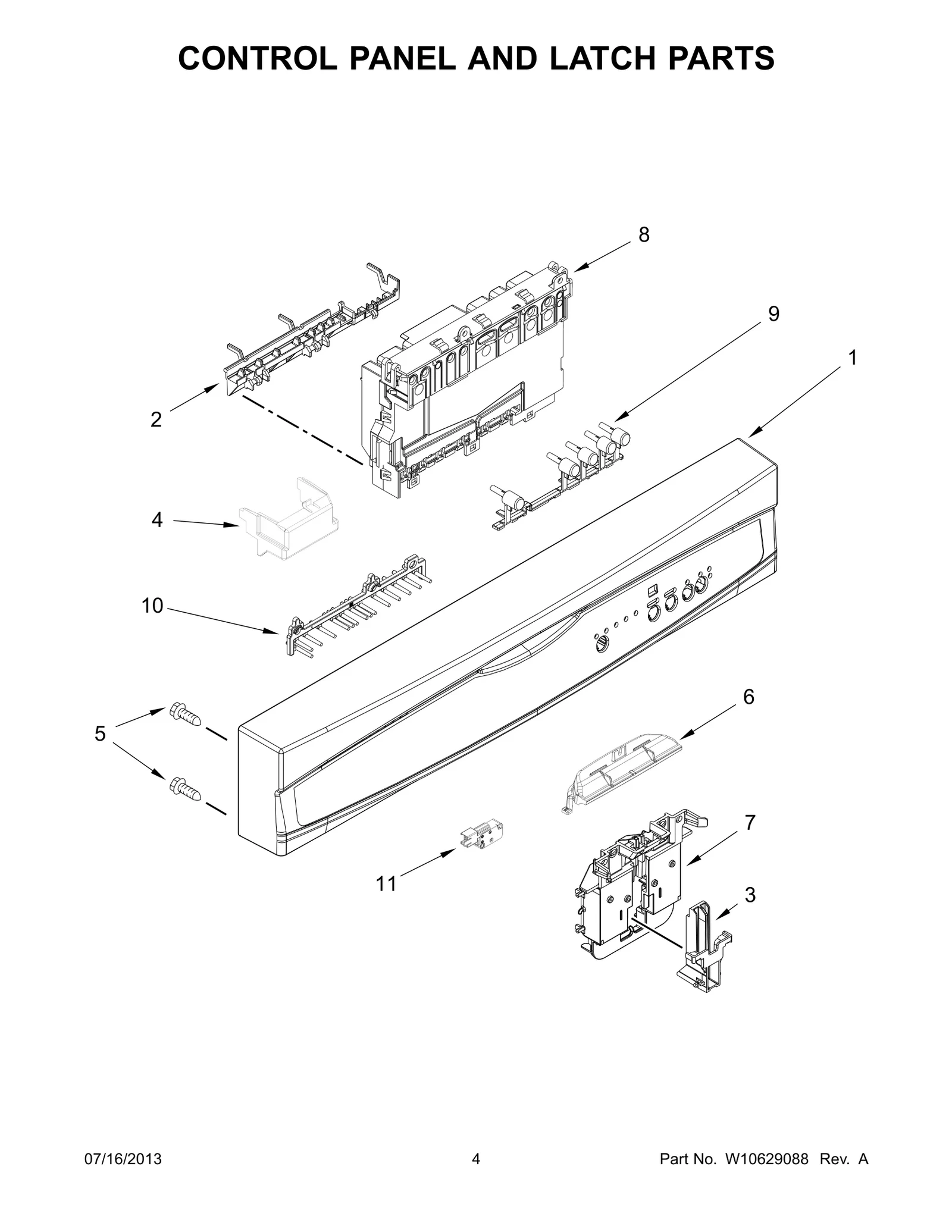 CONTROL PANEL AND LATCH PARTS