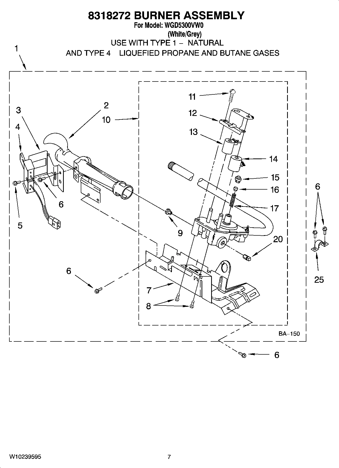 04 - 8318272 BURNER ASSEMBLY, OPTIONAL PARTS (NOT INCLUDED)