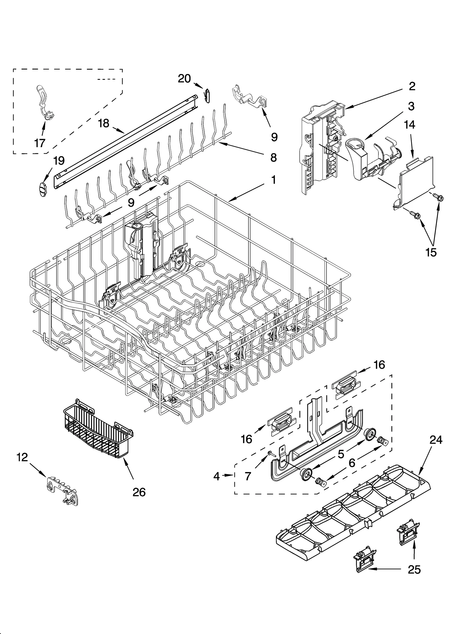 UPPER RACK AND TRACK PARTS