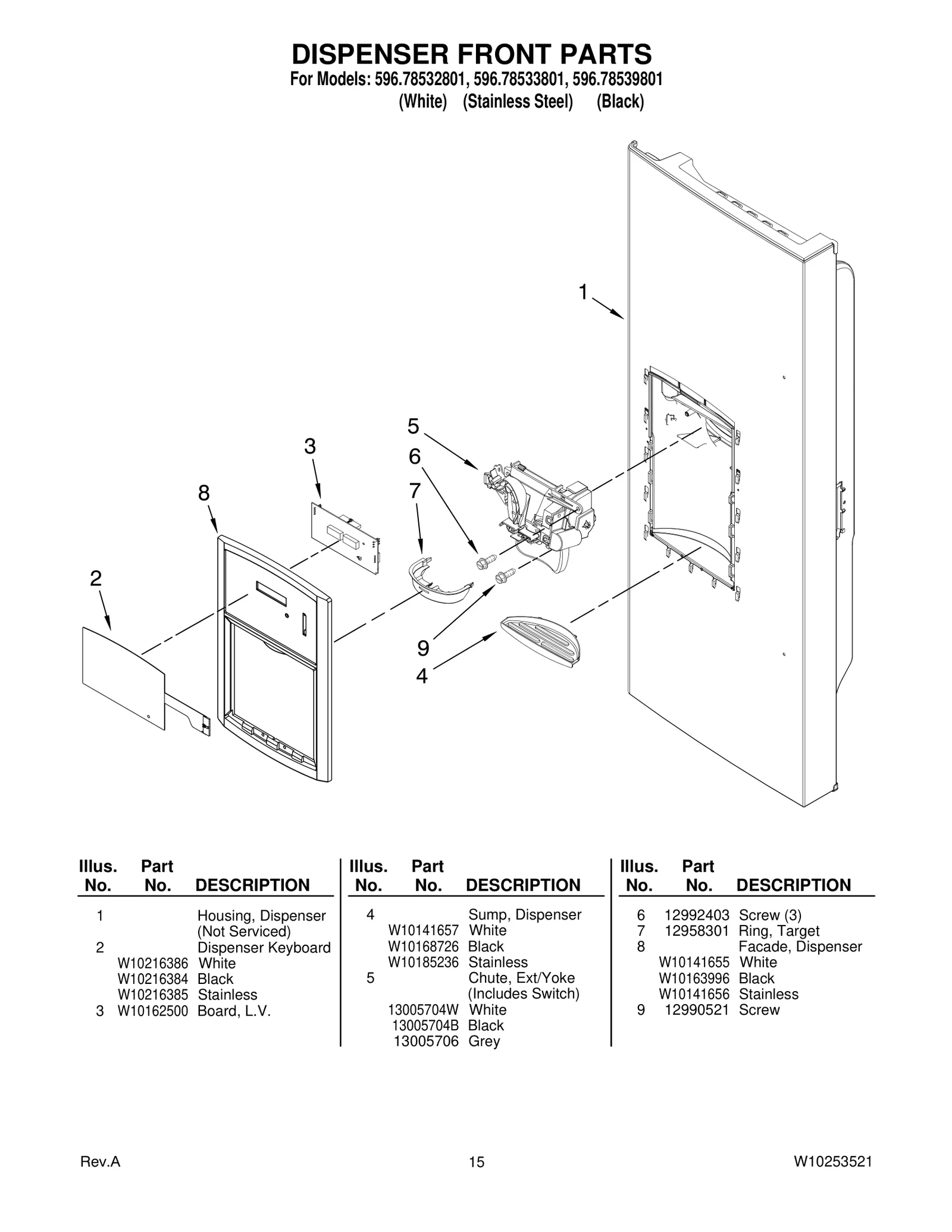 DISPENSER FRONT PARTS