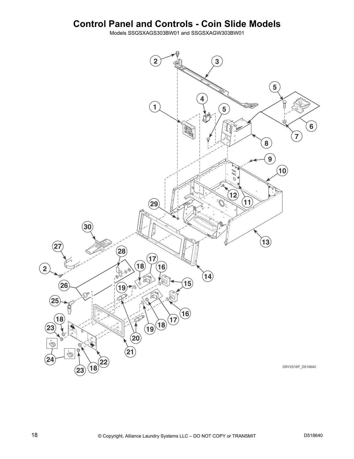 Control Panel and Controls - Coin Slide Models