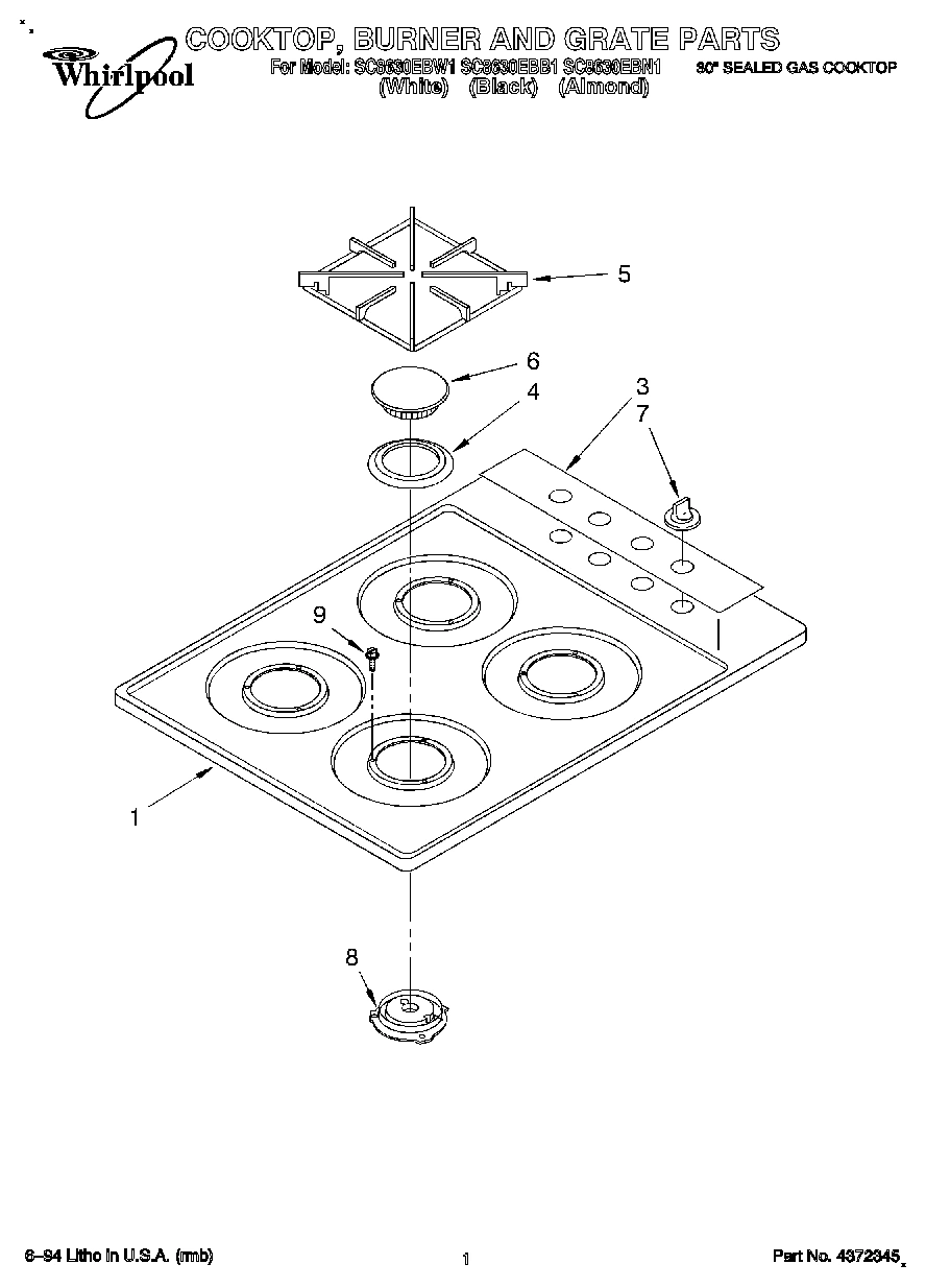 01 - COOKTOP, BURNER AND GRATE