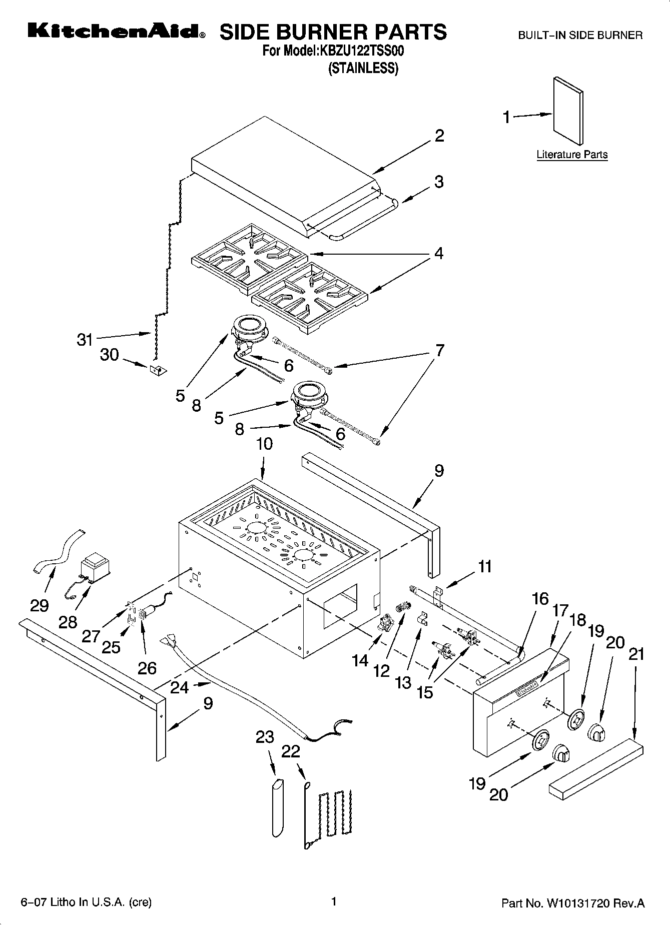 01 - SIDE BURNER PARTS