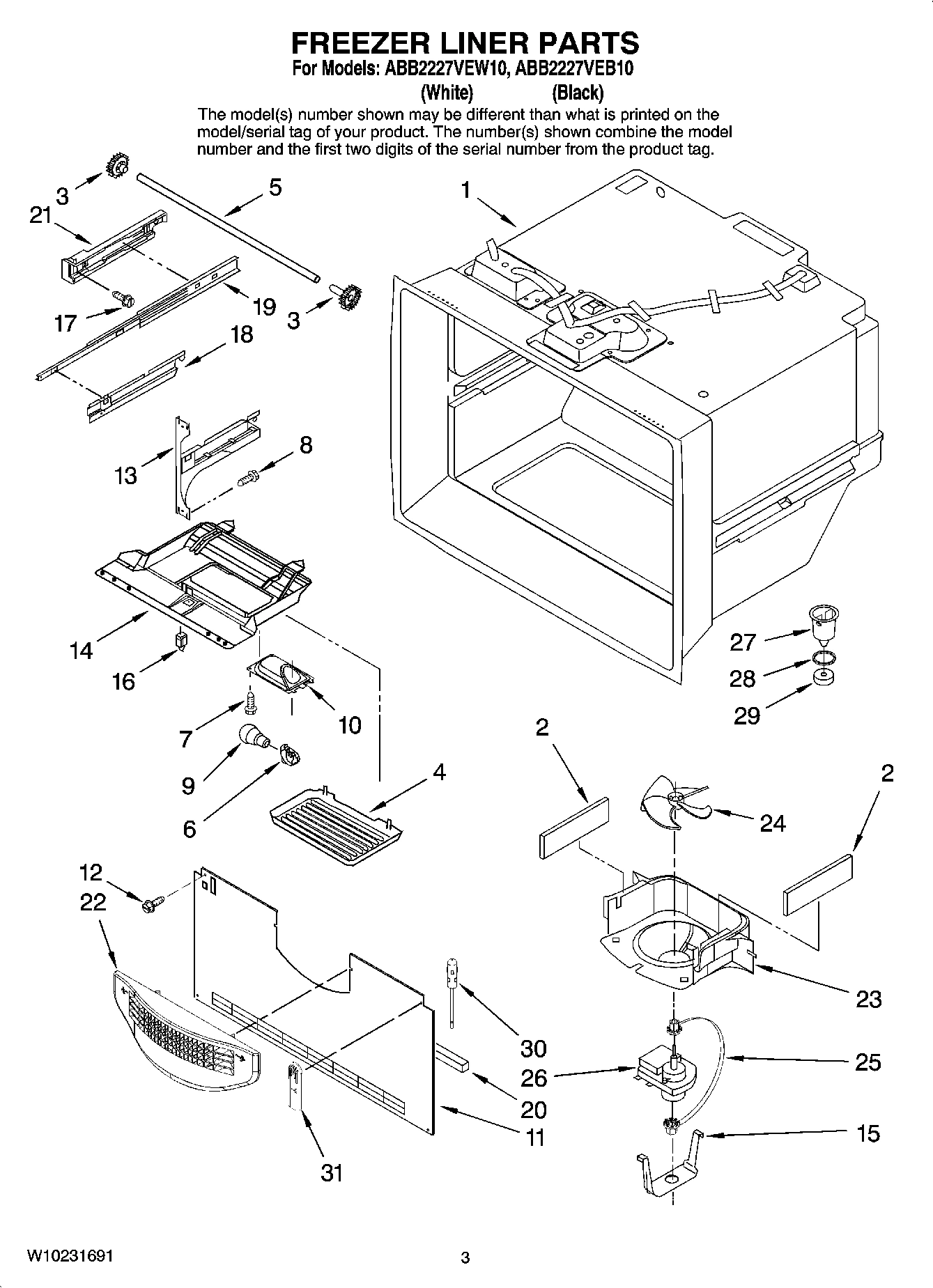 02 - FREEZER LINER PARTS