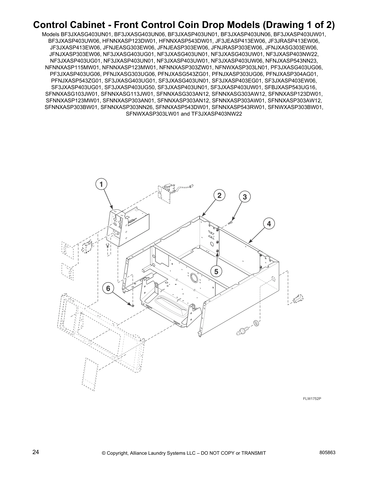 Control Cabinet - Front Control Coin Drop Models (Drawing 1 of 2)
