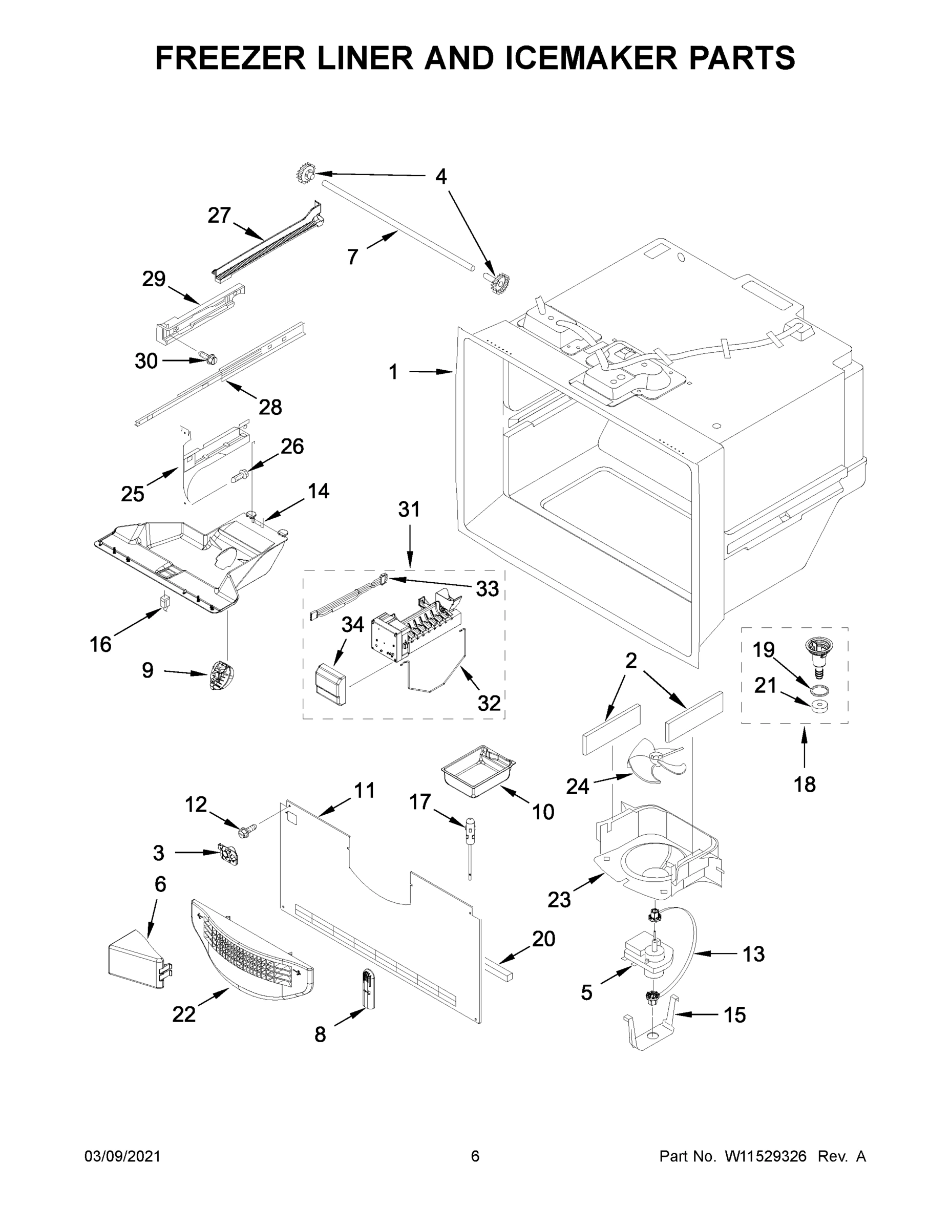 04 - FREEZER LINER AND ICEMAKER PARTS
