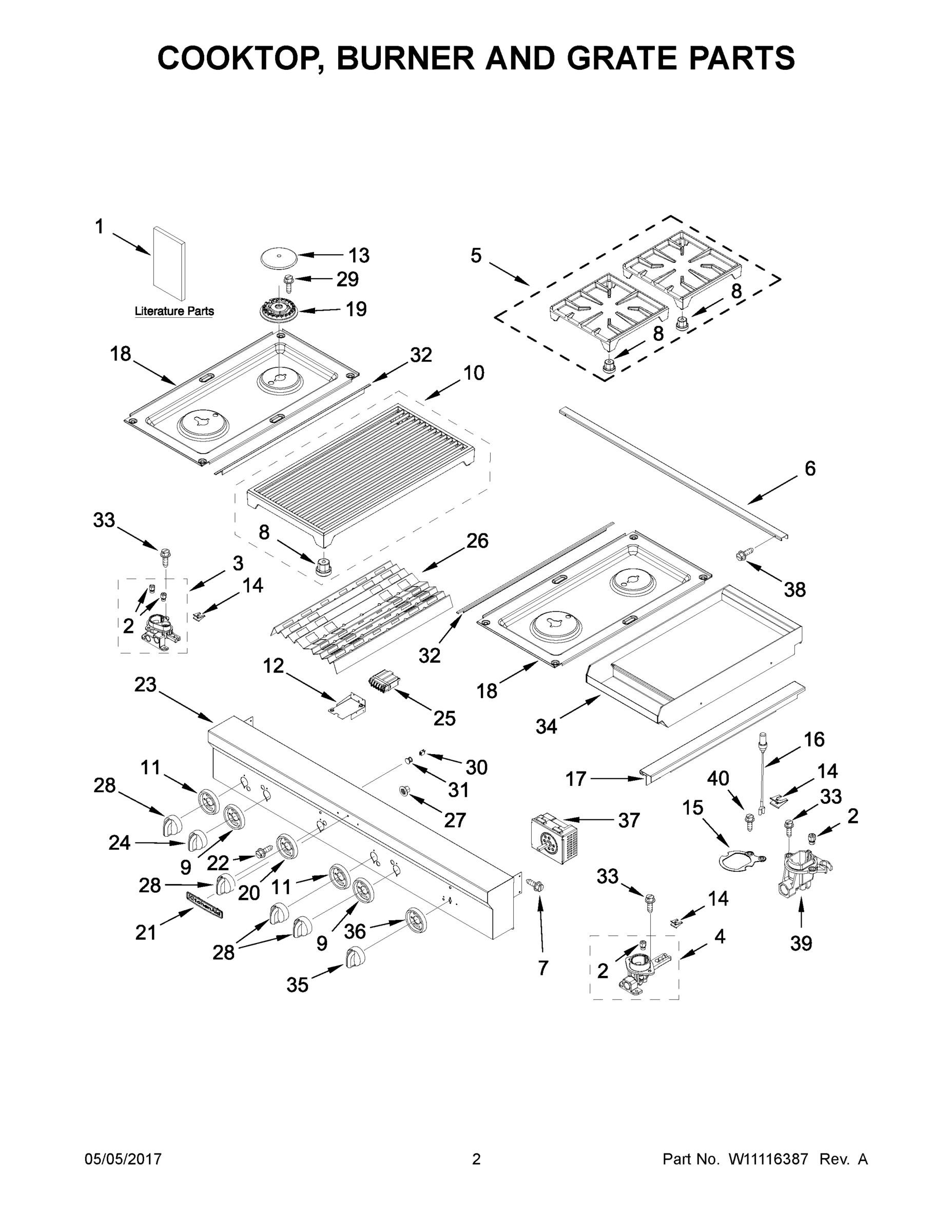 02 - COOKTOP, BURNER AND GRATE PARTS