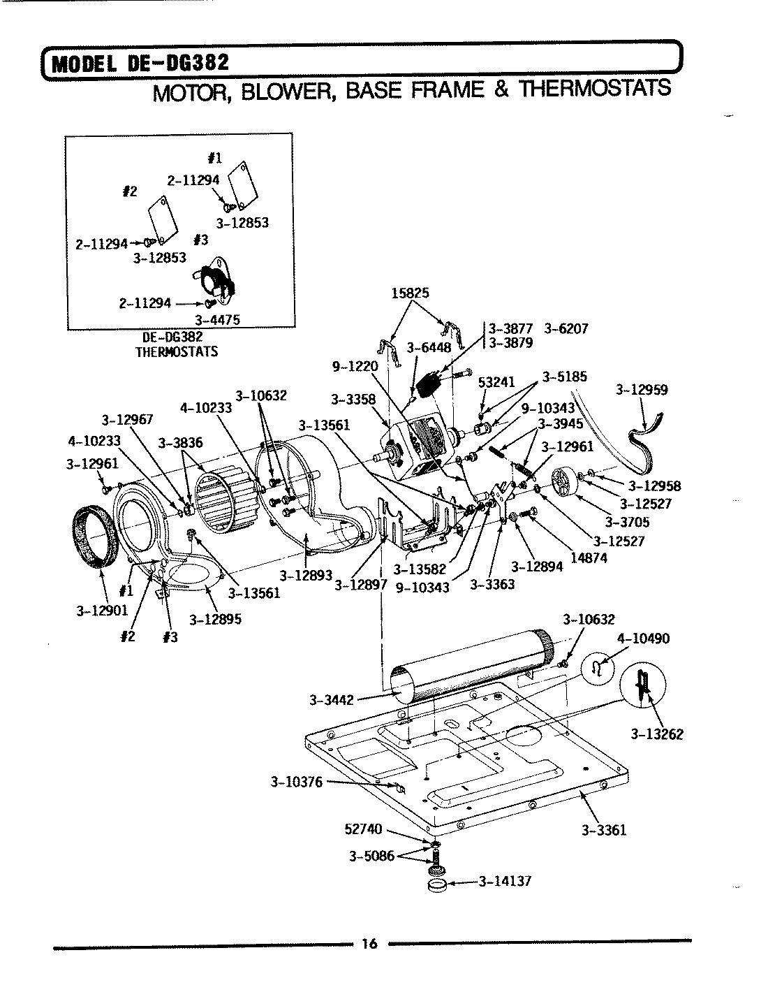 07 - MOTOR, BLOWER, BASE FRAME & THERMOSTATS