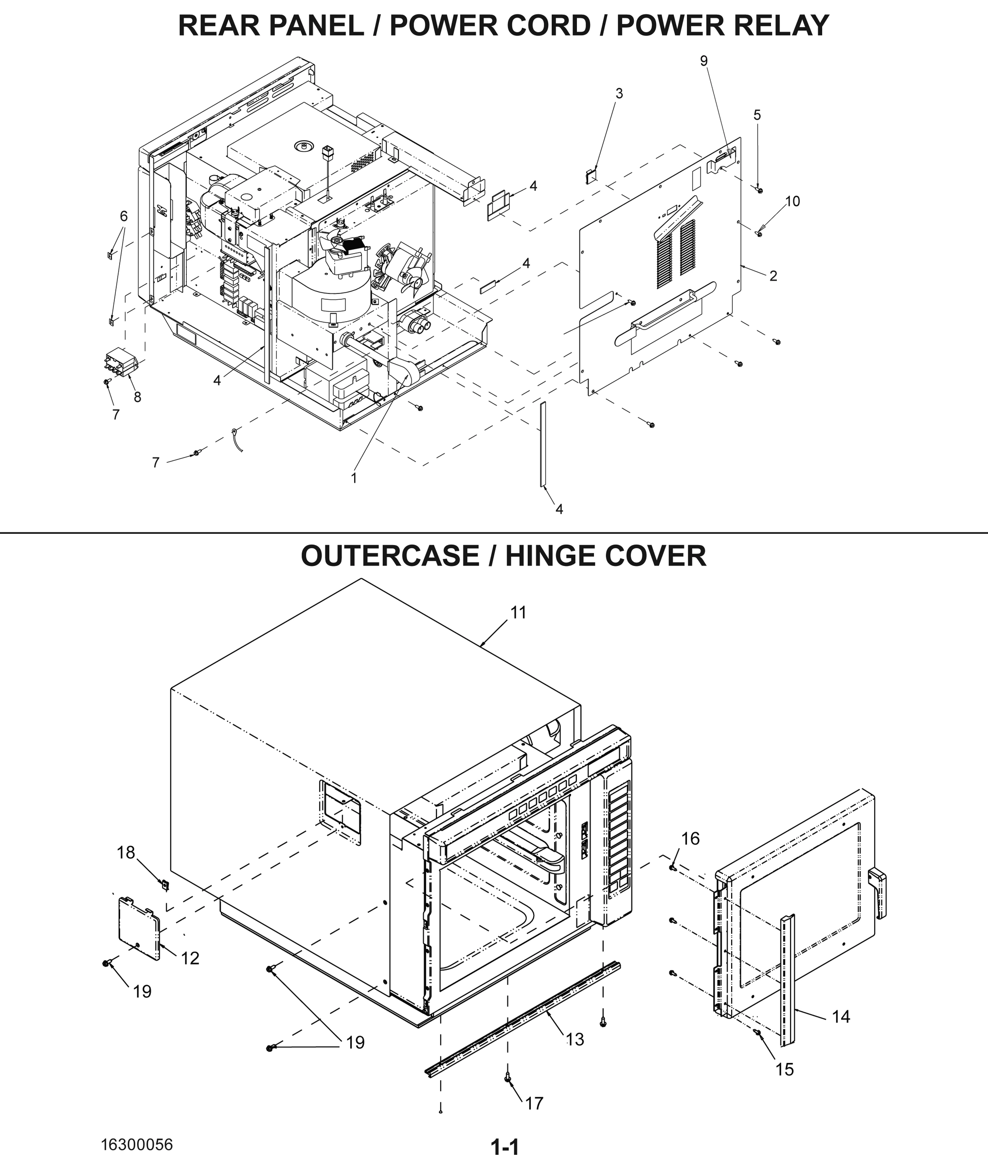 REAR PANEL / POWER COARD / POWER RELAY / OUTERCASE / HINGE COVER