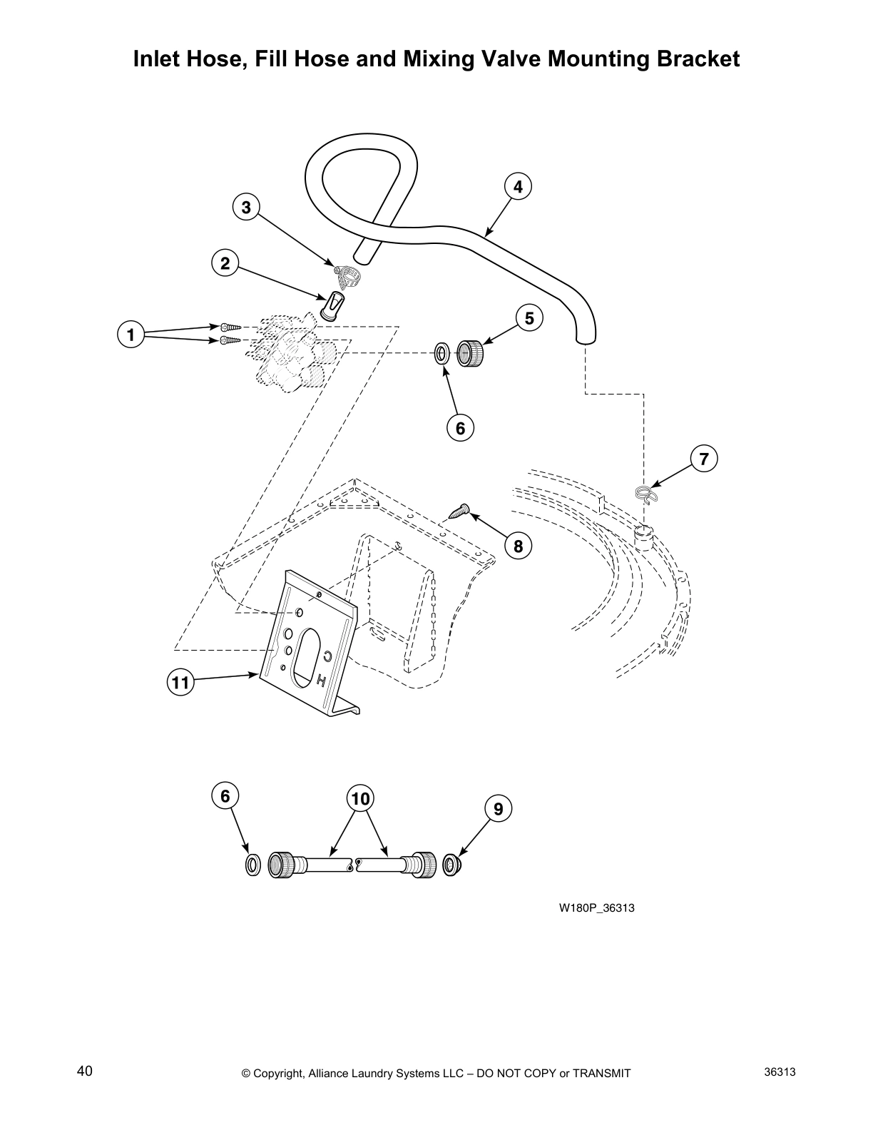 Inlet Hose, Fill Hose and Mixing Valve Mounting Bracket