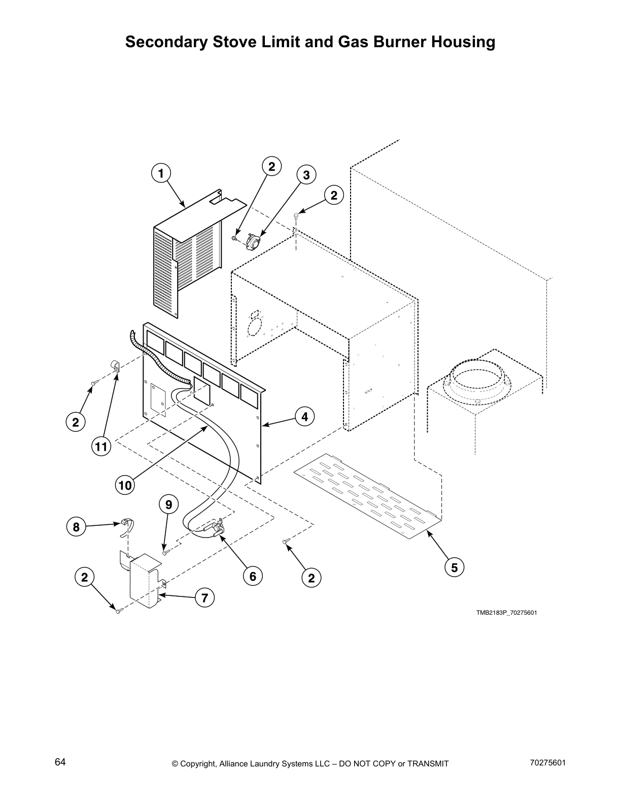 Secondary Stove Limit and Gas Burner Housing
